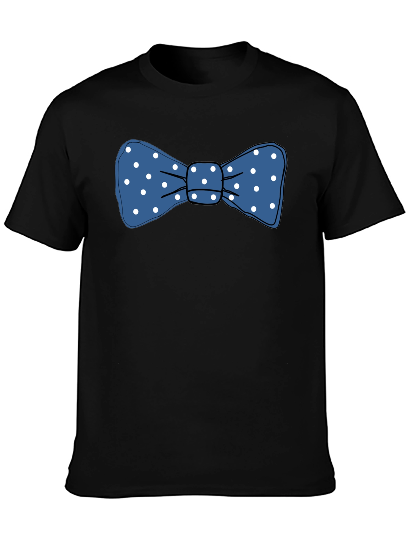 Black Blue Polka Dot Bowtie Graphic Tee view 3