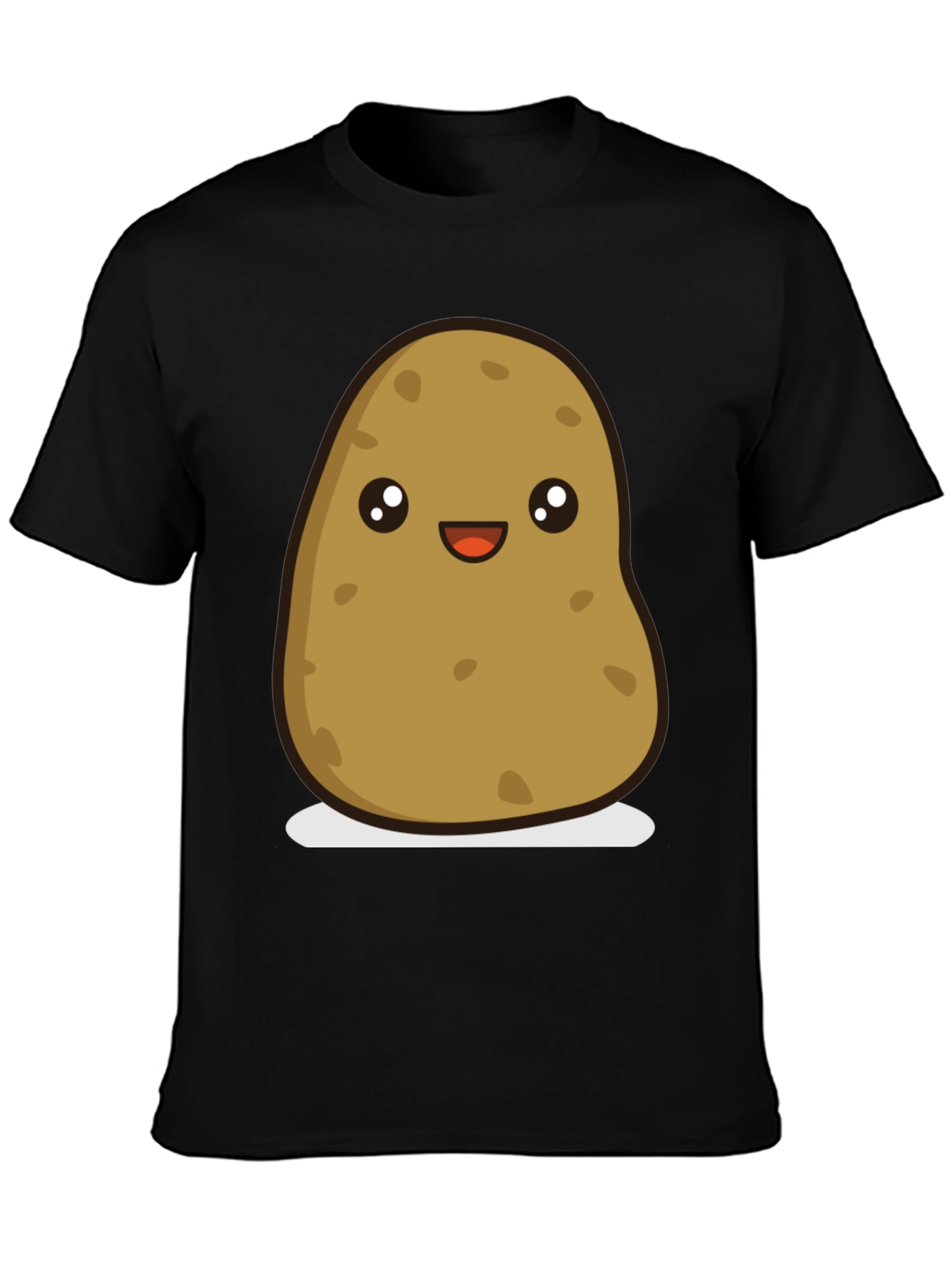 Black Cute Potato Graphic Tee - Unisex Black T-Shirt view 3