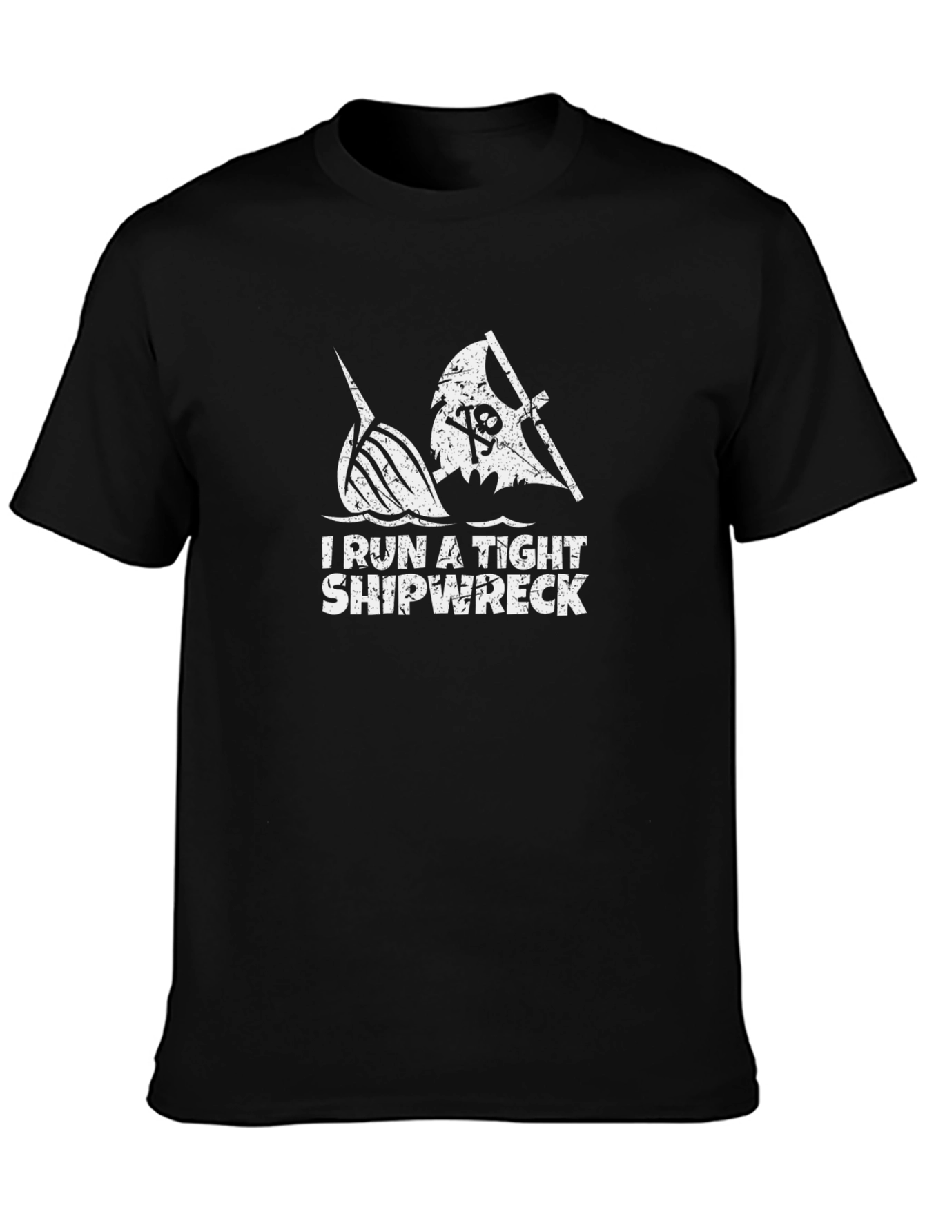 Black I Run A Tight Shipwreck Black Graphic T-Shirt view 3