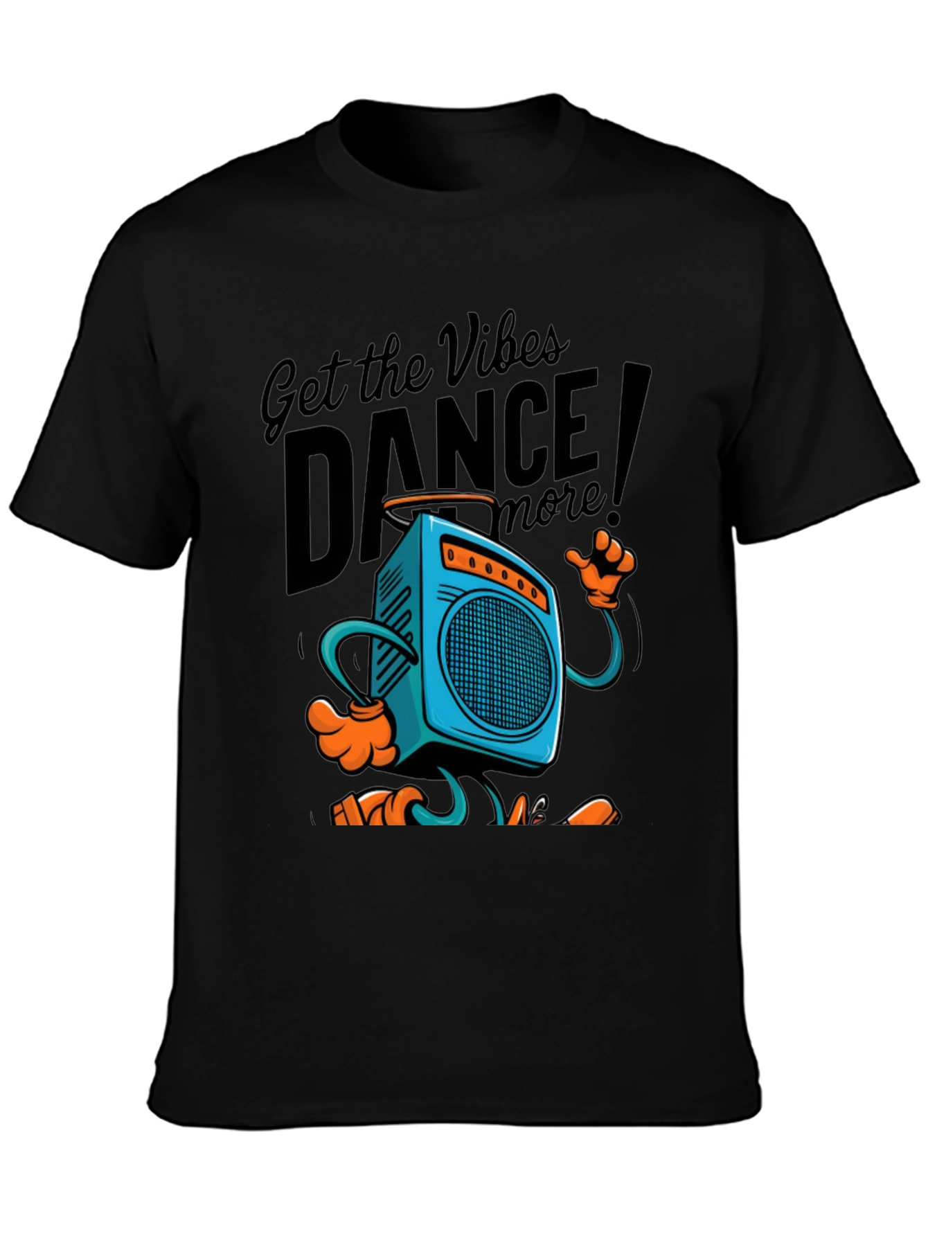 Black Retro Boombox Dance T-Shirt - Get the Vibes! view 3