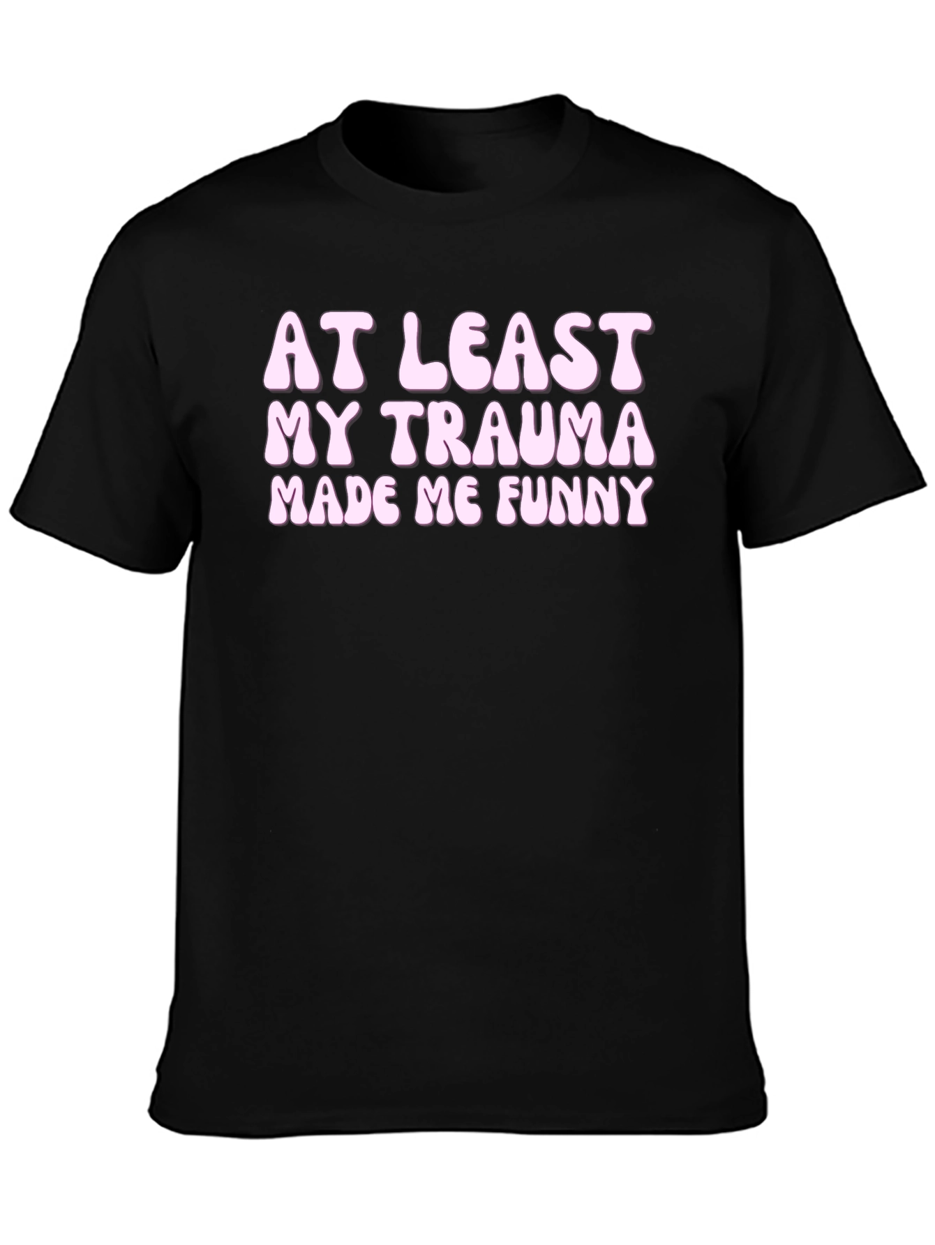 Black Funny Trauma Graphic Tee - Black Unisex T-Shirt view 3