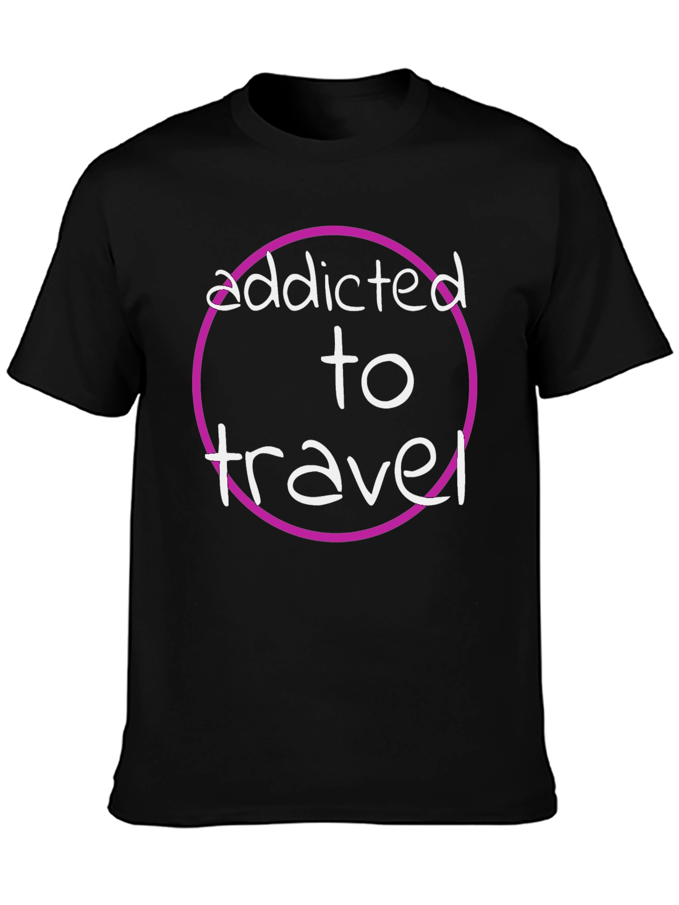 Black Addicted to Travel Graphic Tee - Black view 3