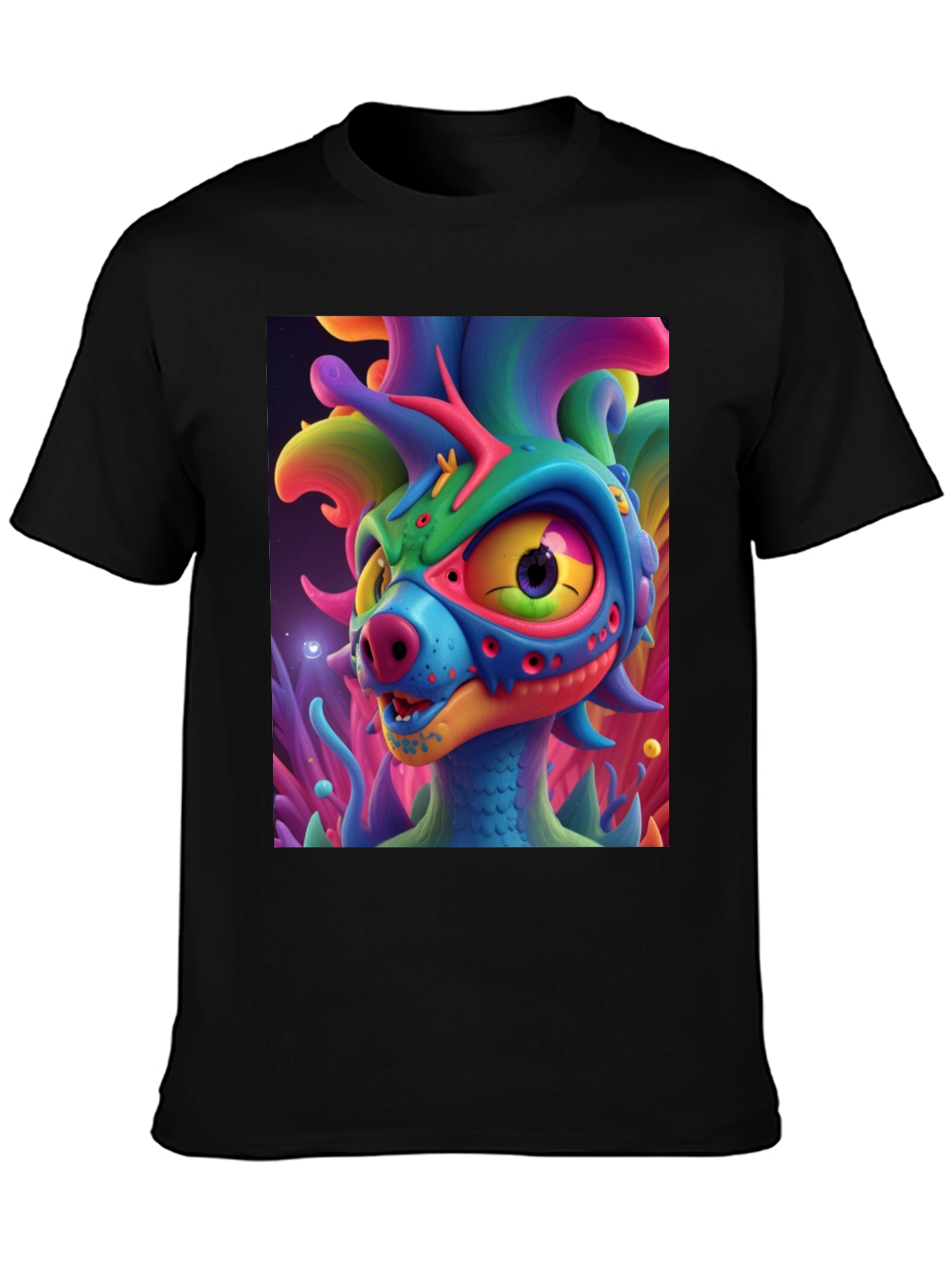 Black Funky Monster Graphic T-Shirt view 3