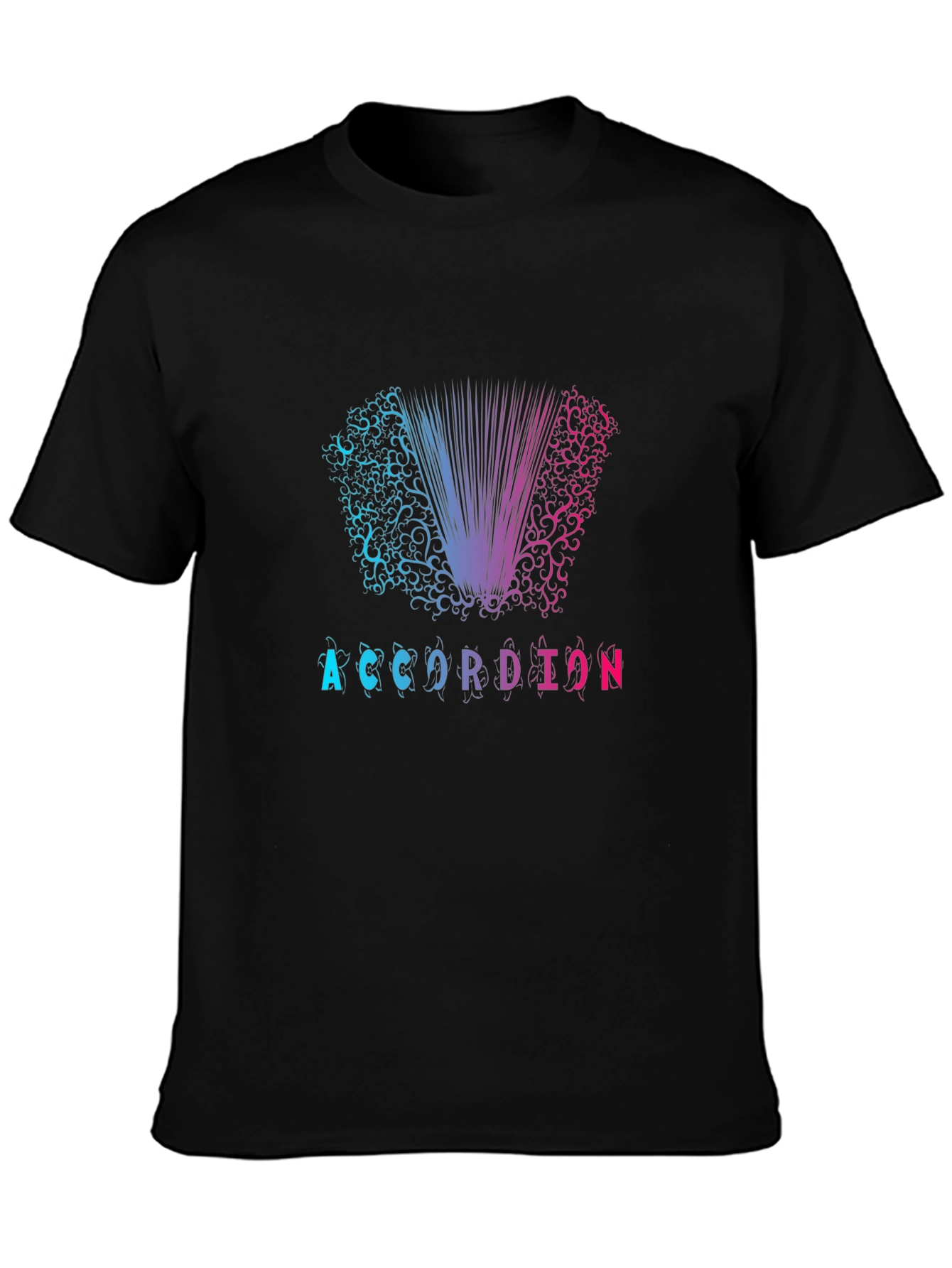 Black Accordion Graphic Print Black T-Shirt view 3
