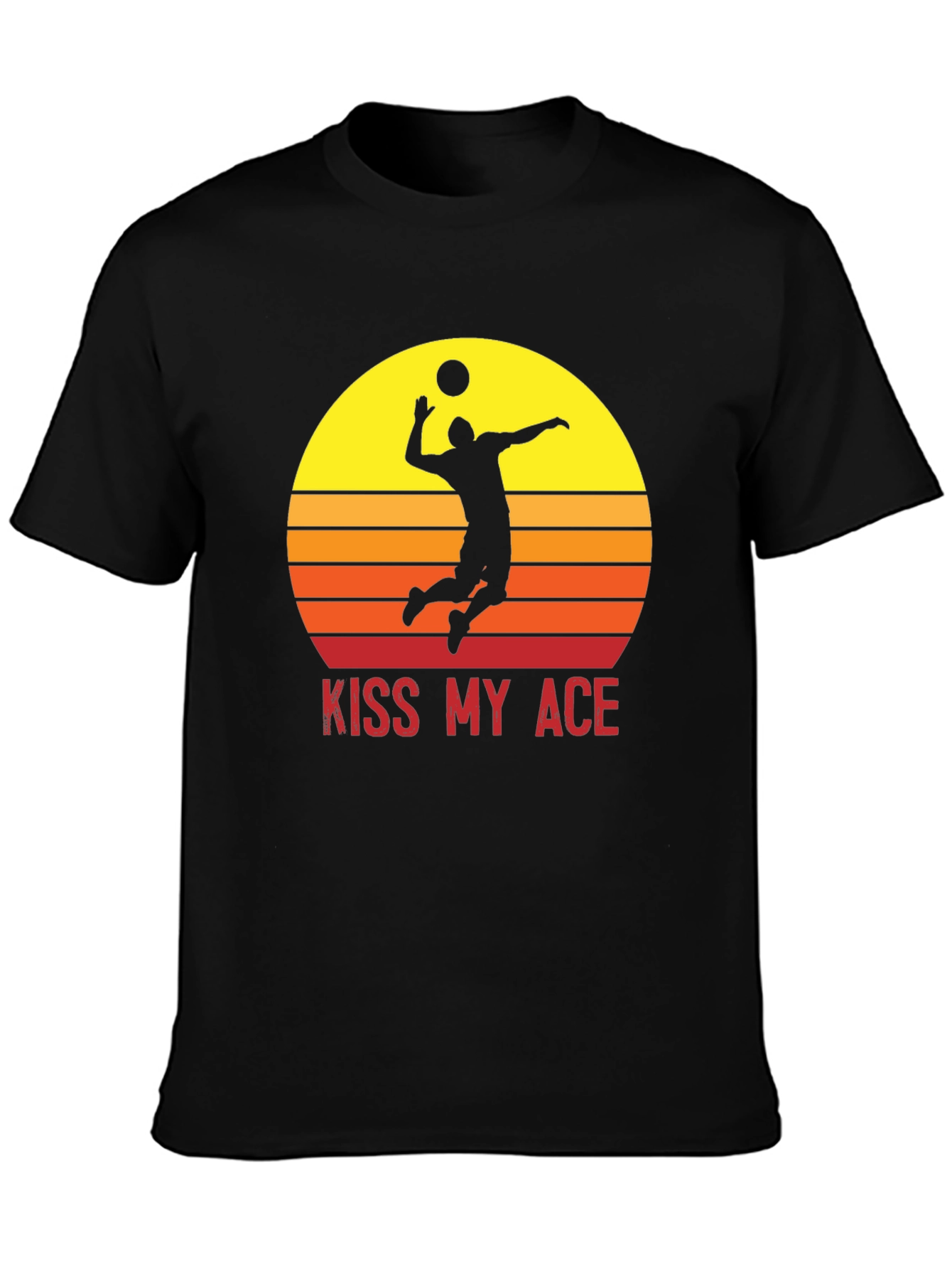 Black Kiss My Ace Volleyball T-Shirt Sunset Design view 3