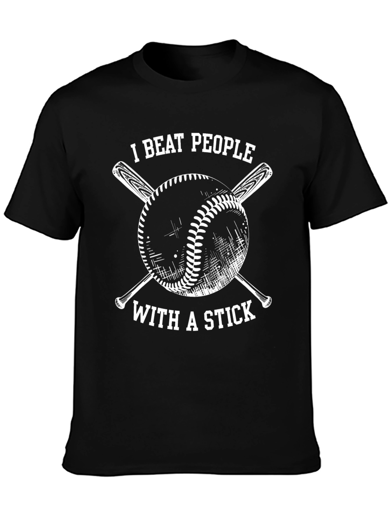 Black I Beat People With a Stick T-Shirt view 3