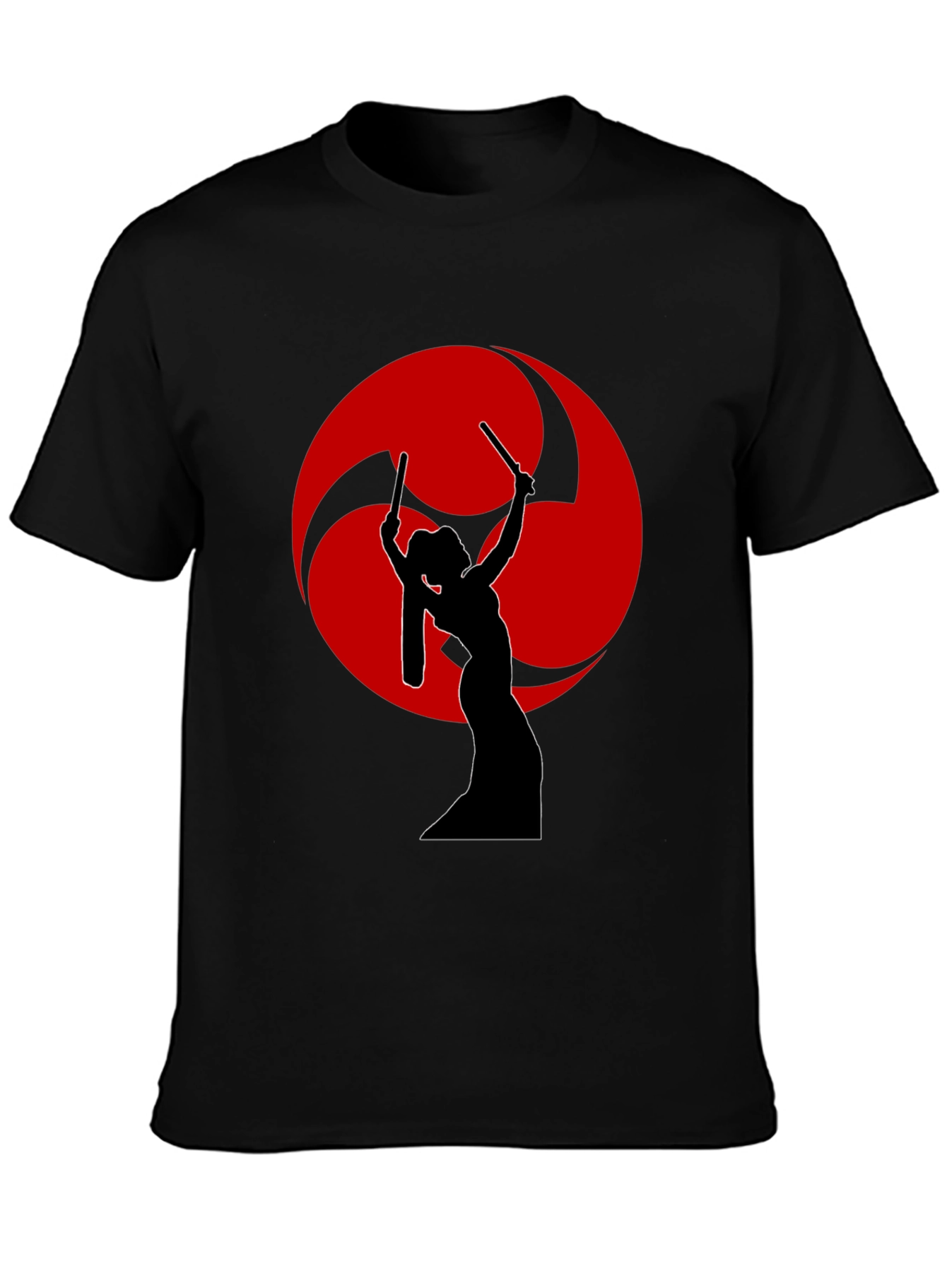 Black Drummer Silhouette T-Shirt - Red Tomoe view 3