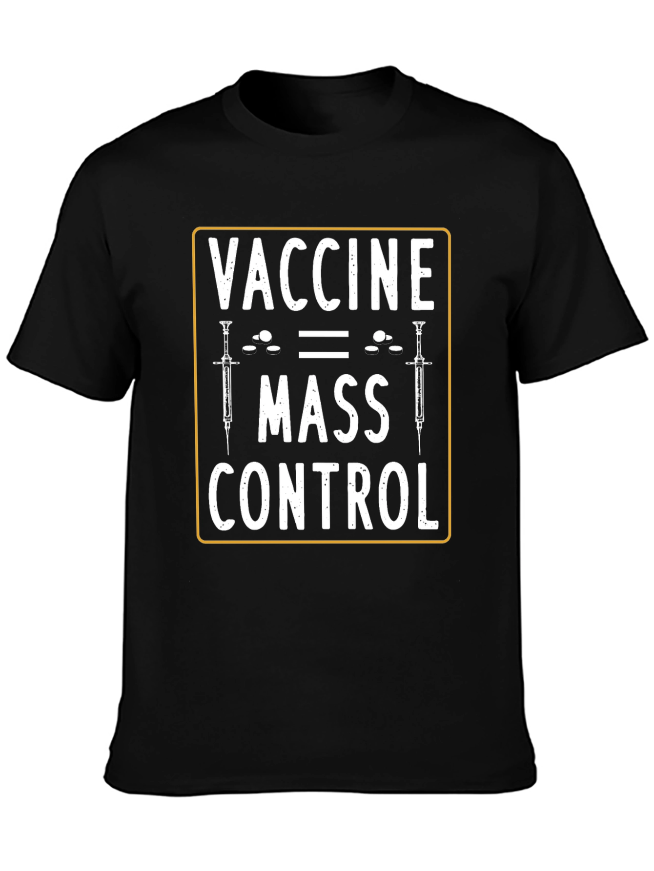Black Vaccine Mass Control Graphic Tee - Conspiracy Humor view 3