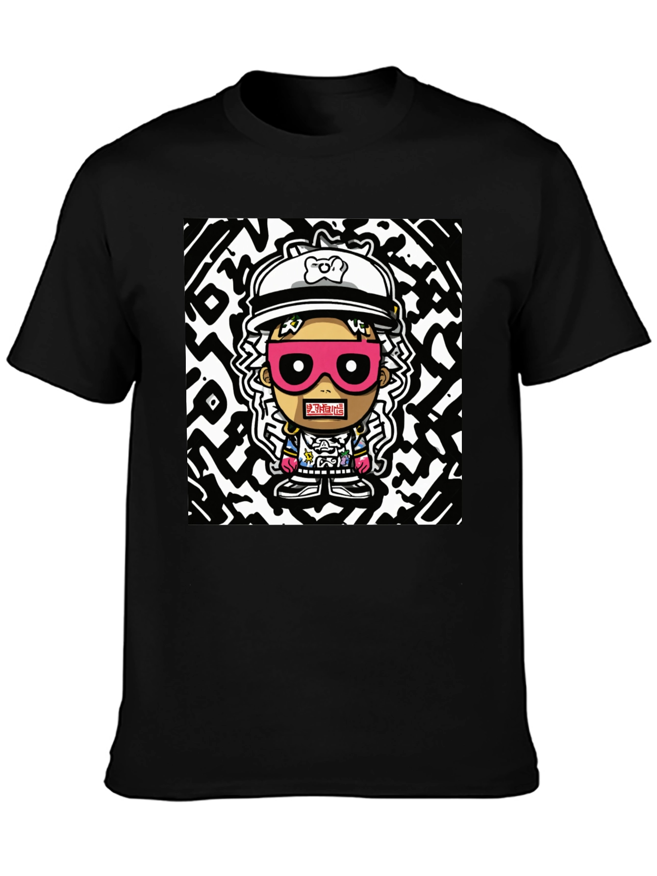 Black Cartoon Graphic Print T-Shirt view 3