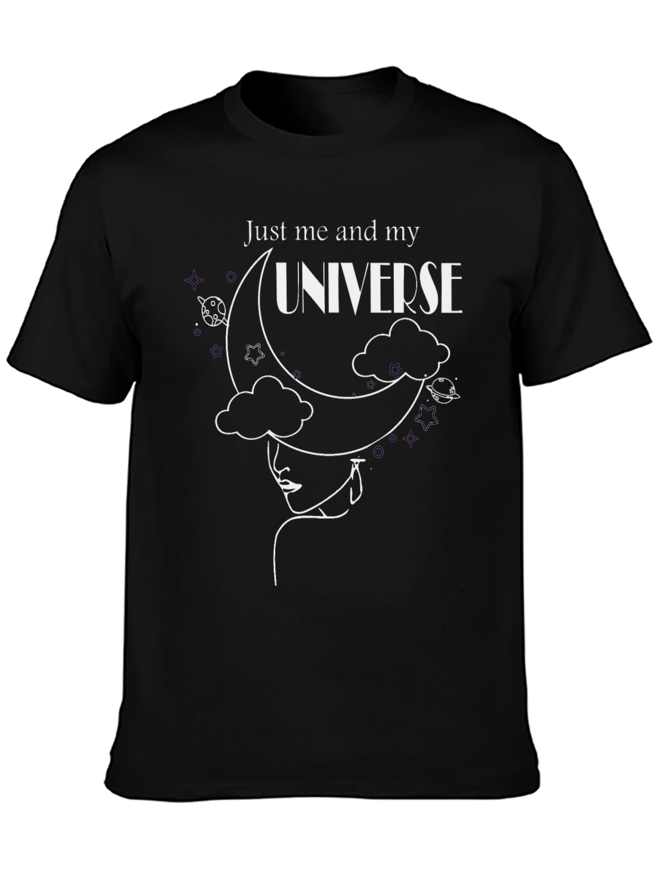 Black Just Me and My Universe Graphic T-Shirt view 3