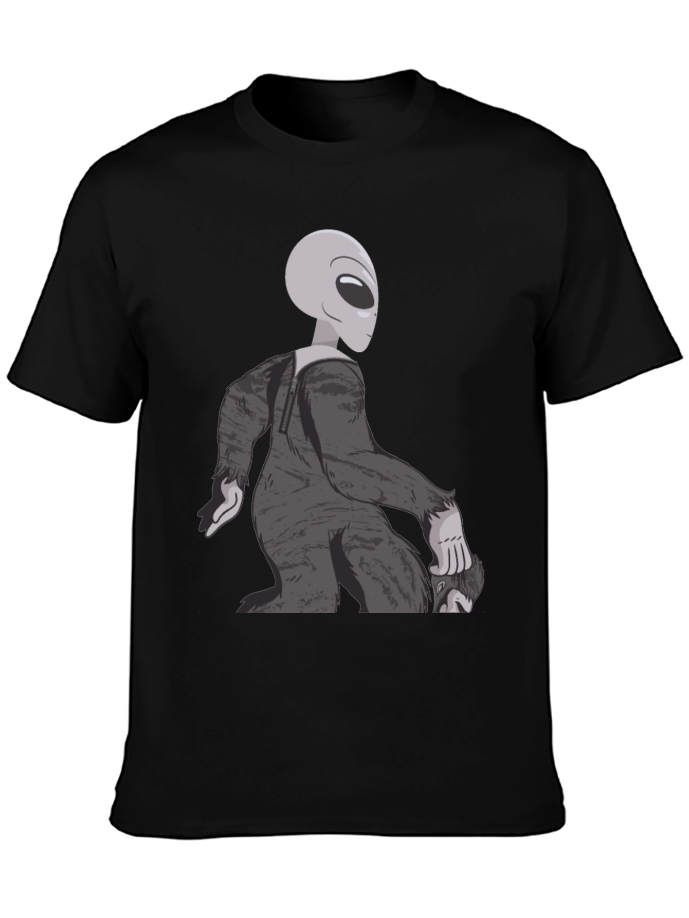 Black Alien Sasquatch T-Shirt - Bigfoot Abduction Tee view 3
