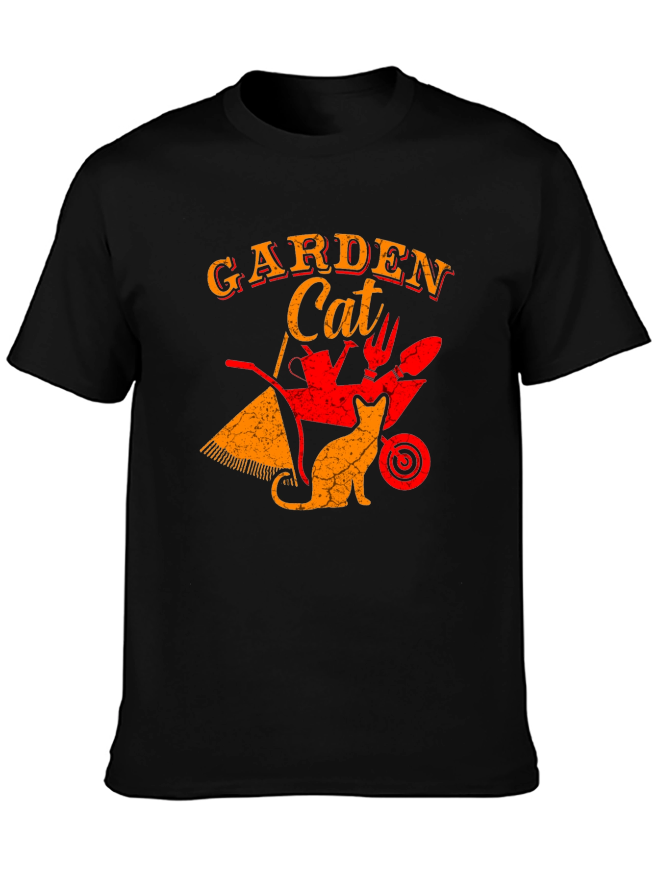 Black Garden Cat Graphic Tee - Gardening Lover T-Shirt view 3