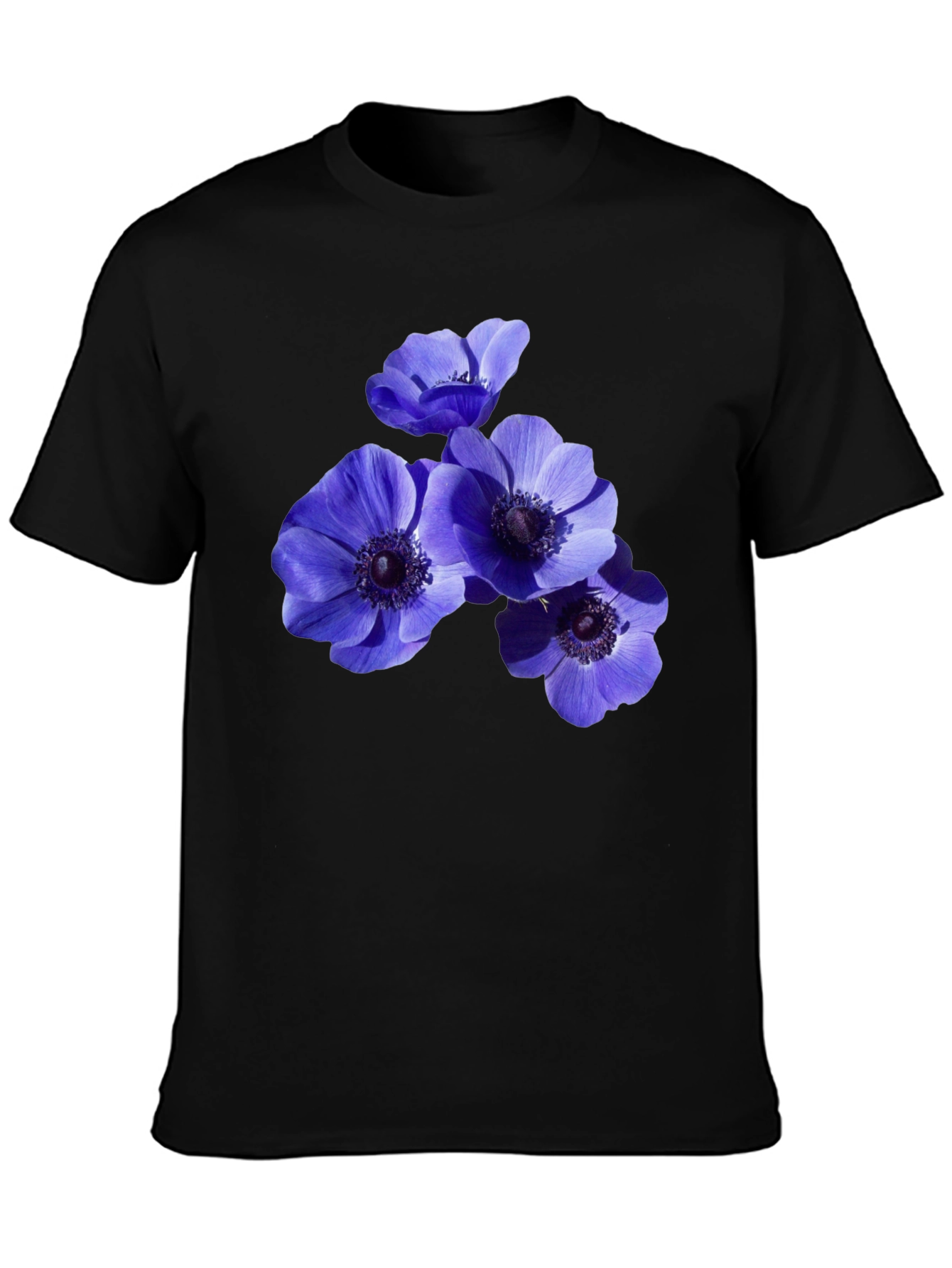 Black Floral Anemone Graphic Black T-Shirt view 3