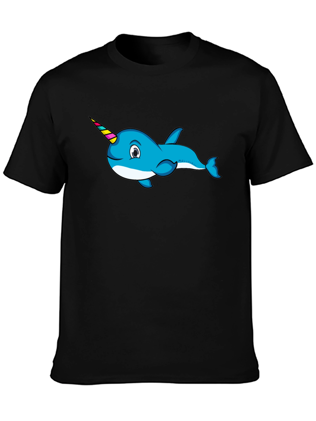 Black Narwhal T-Shirt - Fun Graphic Tee view 3