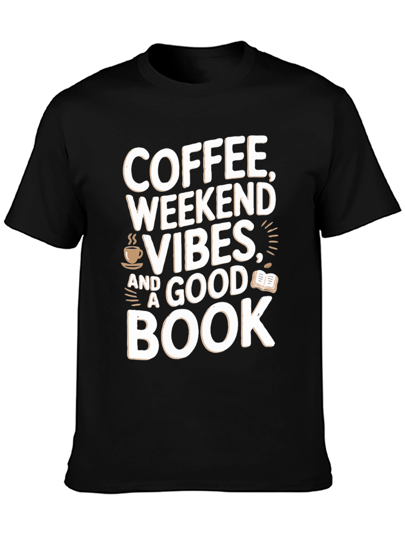 Black Coffee Weekend Vibes Book T-Shirt view 3