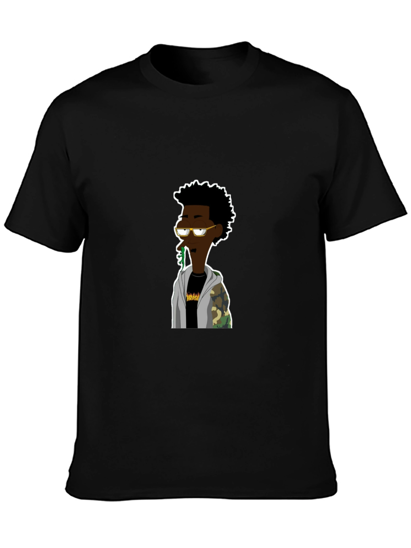 Black Cartoon Character Graphic Black T-Shirt view 3