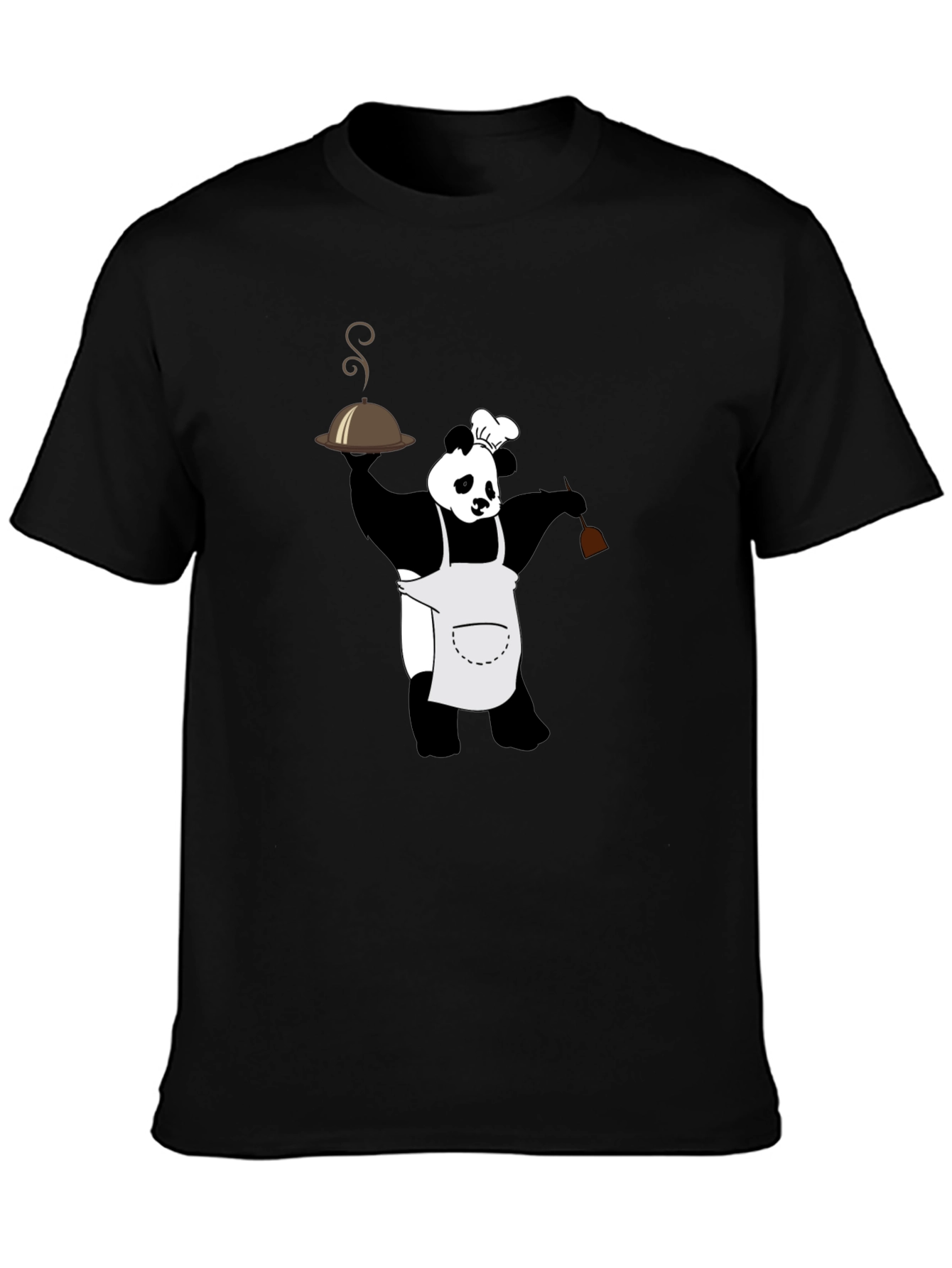 Black Panda Chef Graphic Tee - Black Crew Neck T-Shirt view 3