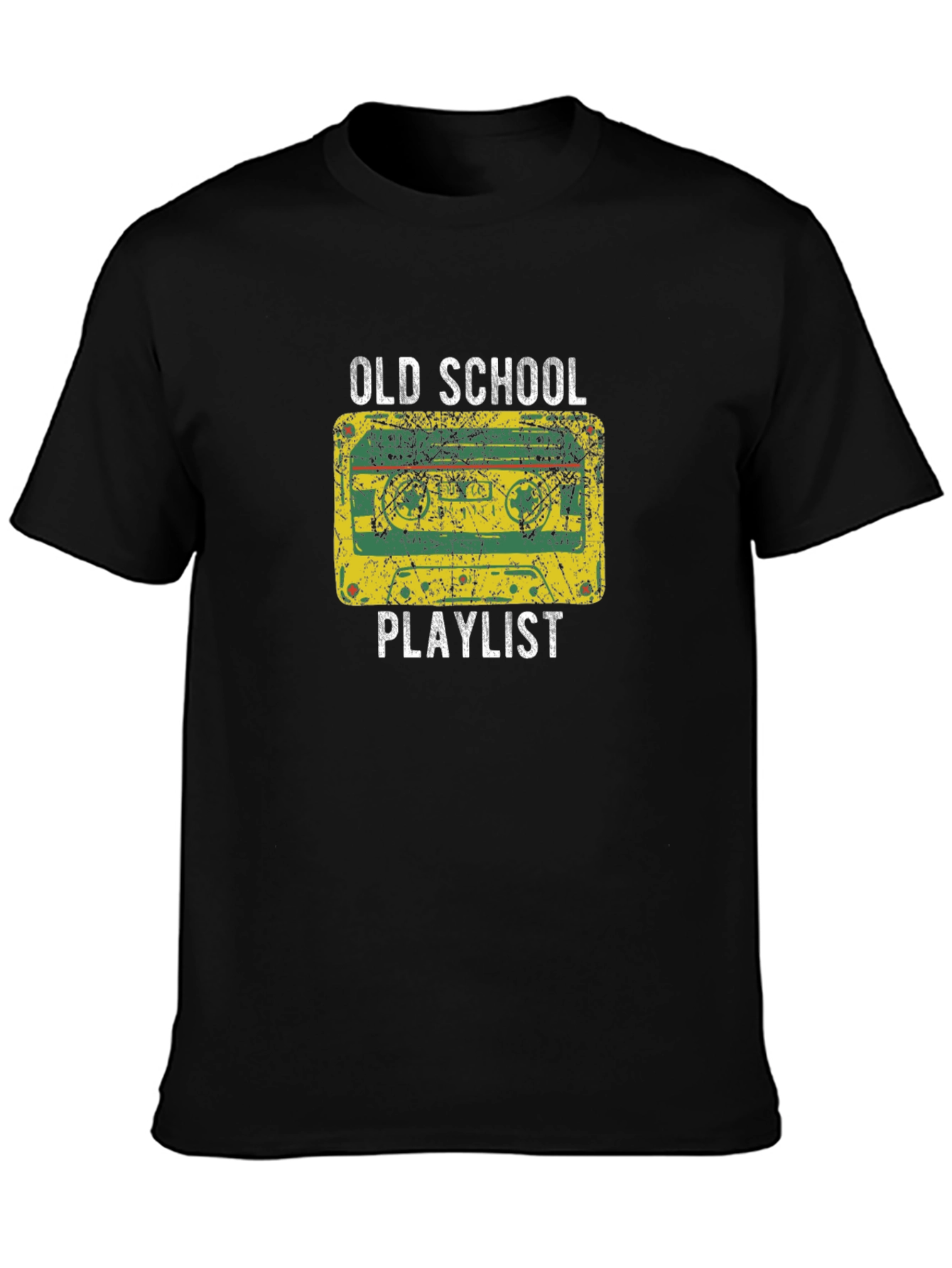 Black Old School Playlist Graphic Tee view 3