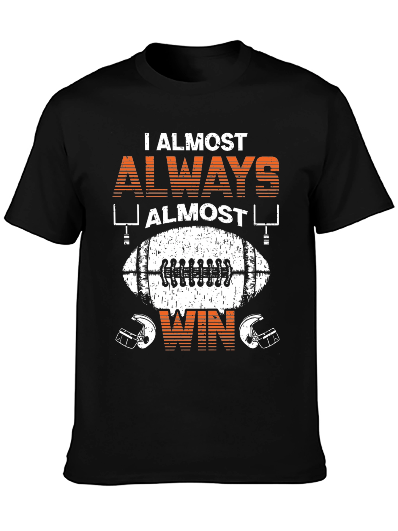 Black Funny Football T-Shirt: I Almost Always Almost Win view 3