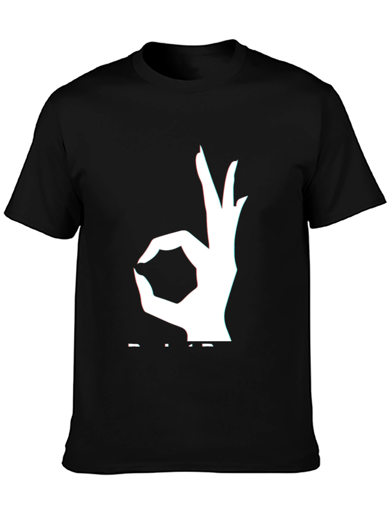 Black Trendy OK Sign Graphic Black T-Shirt view 3