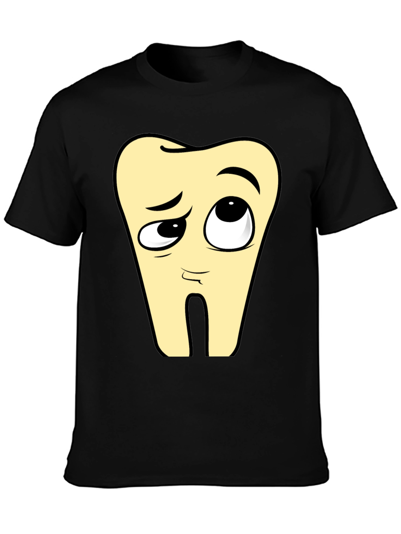 Black Funny Tooth Cartoon Black T-Shirt view 3