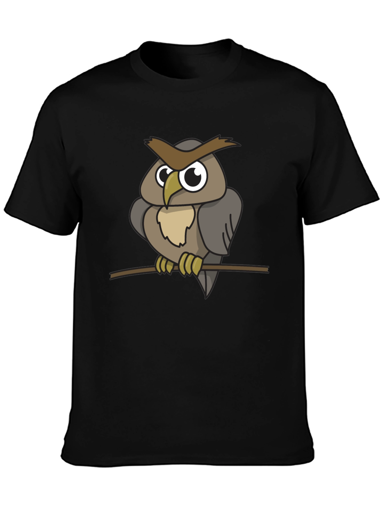 Black Owl Graphic Print Black T-Shirt view 3