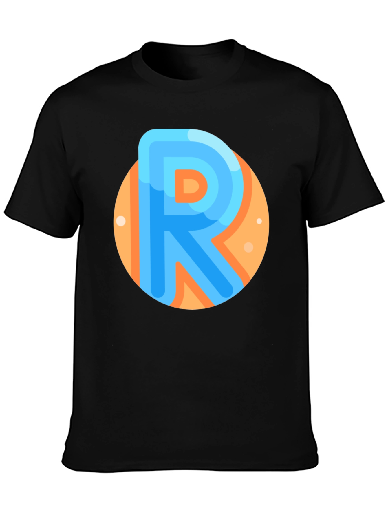 Black Modern R Letter Graphic Tee - Black view 3