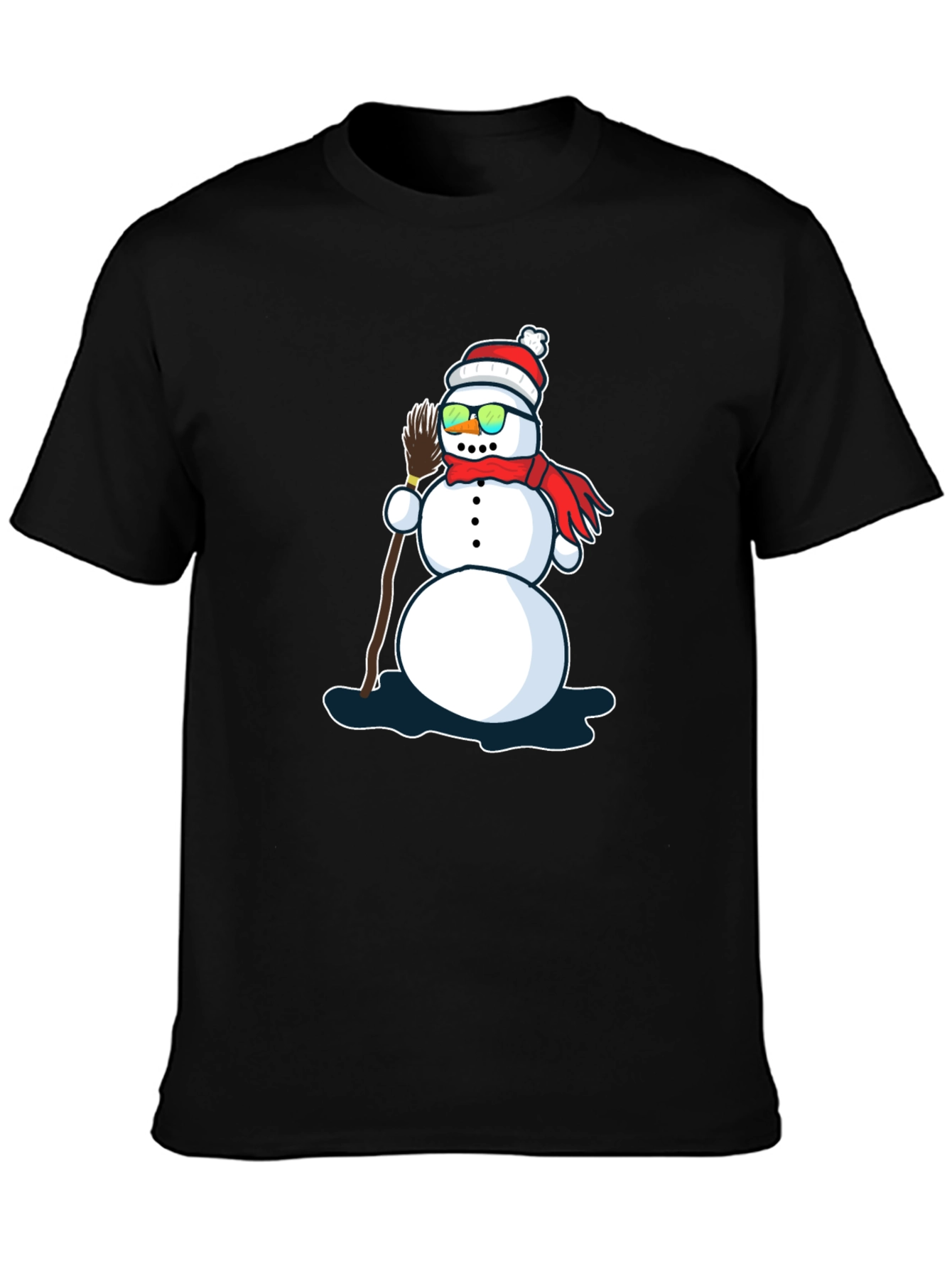 Black Cool Snowman T-Shirt view 3