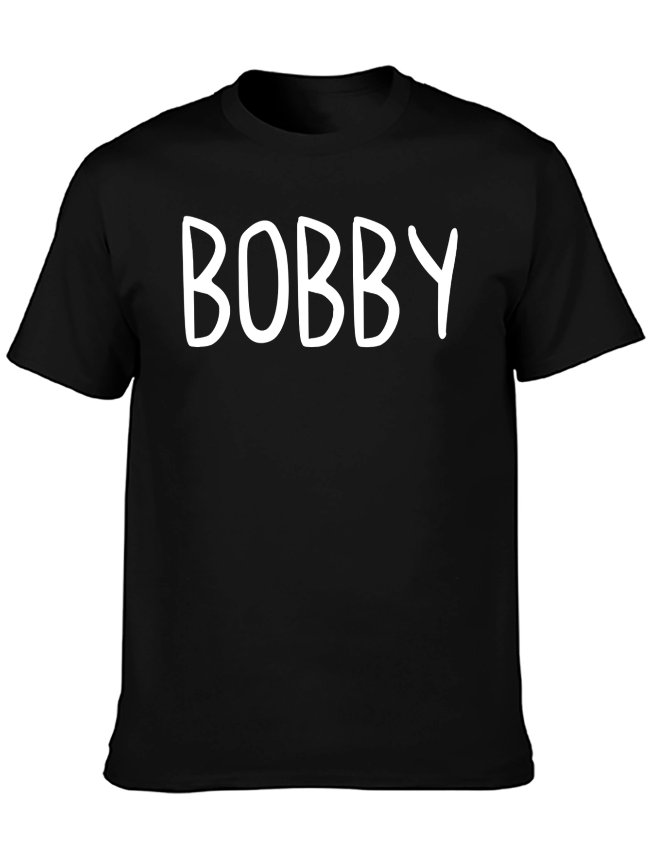 Black BOBBY - Personalized Black T-Shirt view 3