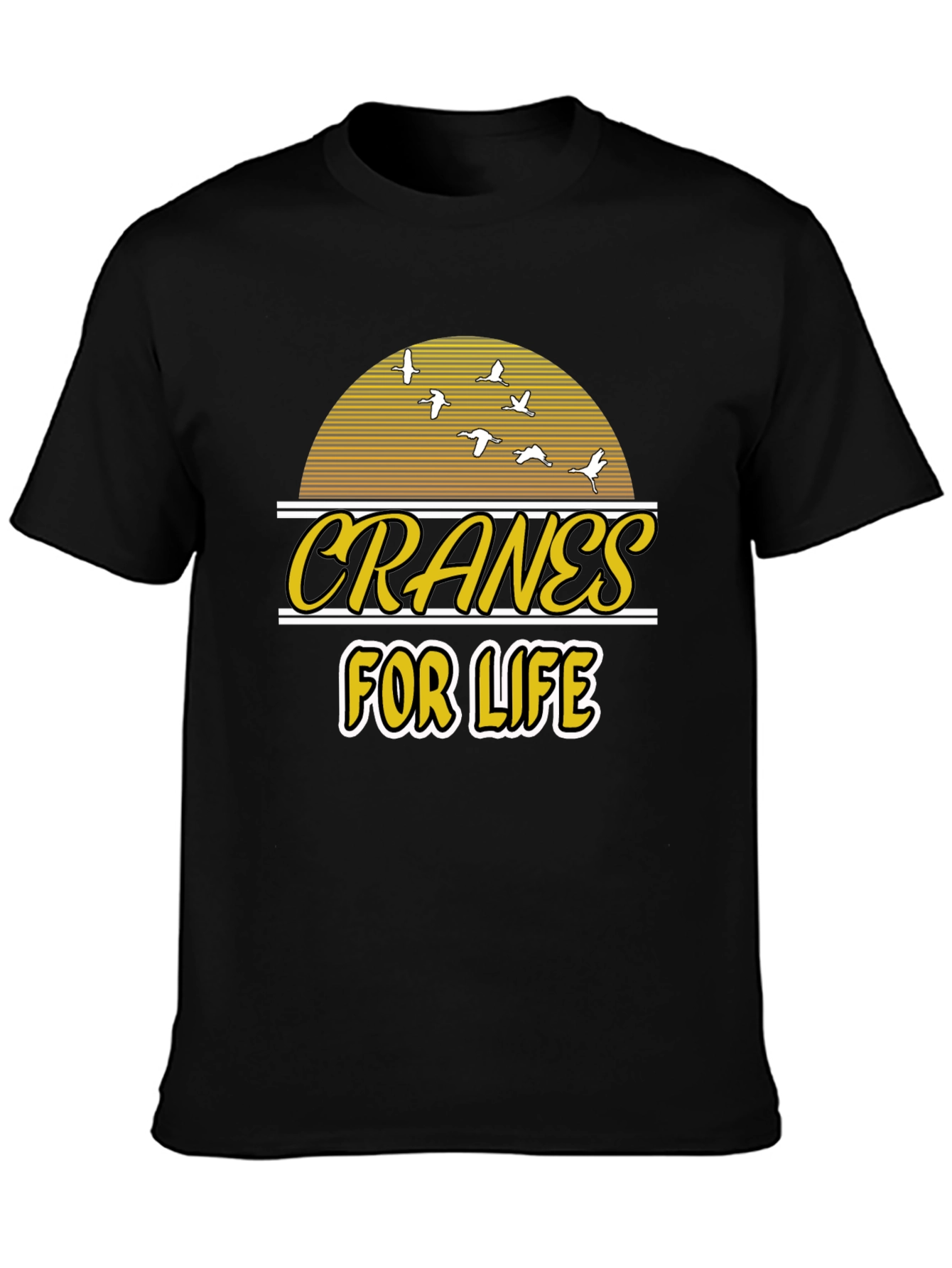 Black Cranes For Life T-Shirt - Unique Graphic Tee view 3