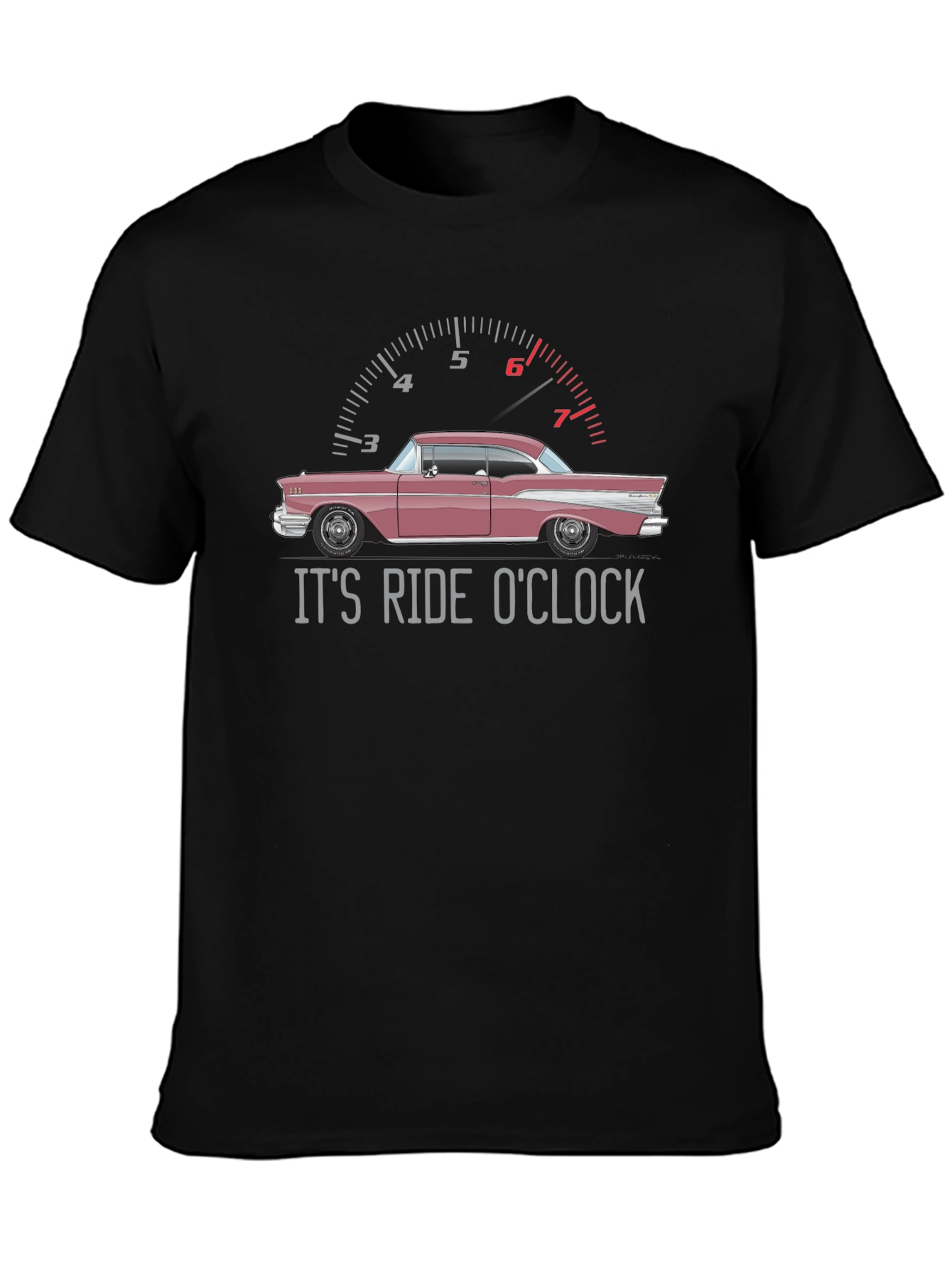 Black It's Ride O'Clock Classic Car Graphic T-Shirt view 3