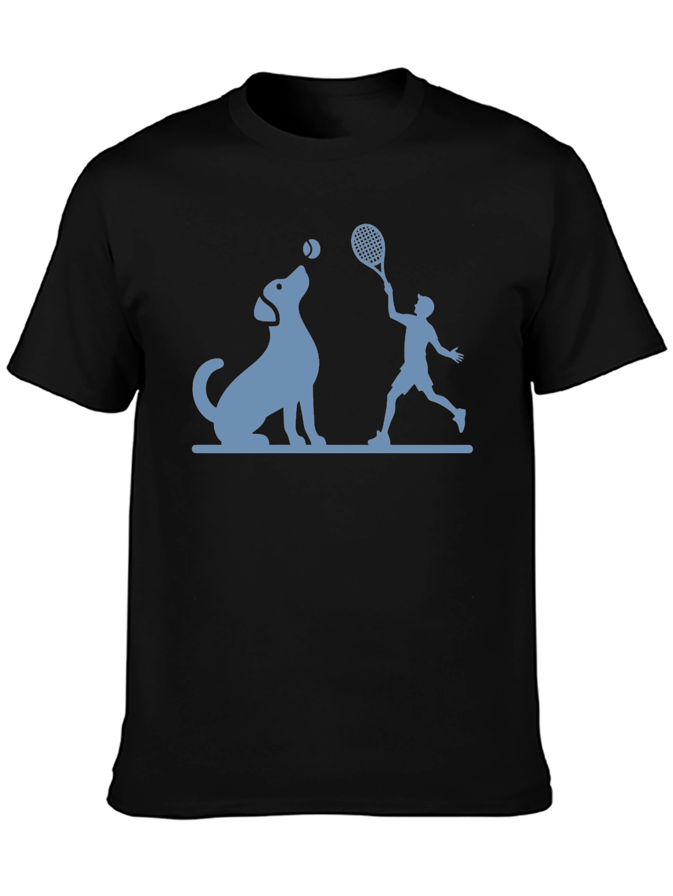 Black Dog & Tennis Player Graphic T-Shirt view 3