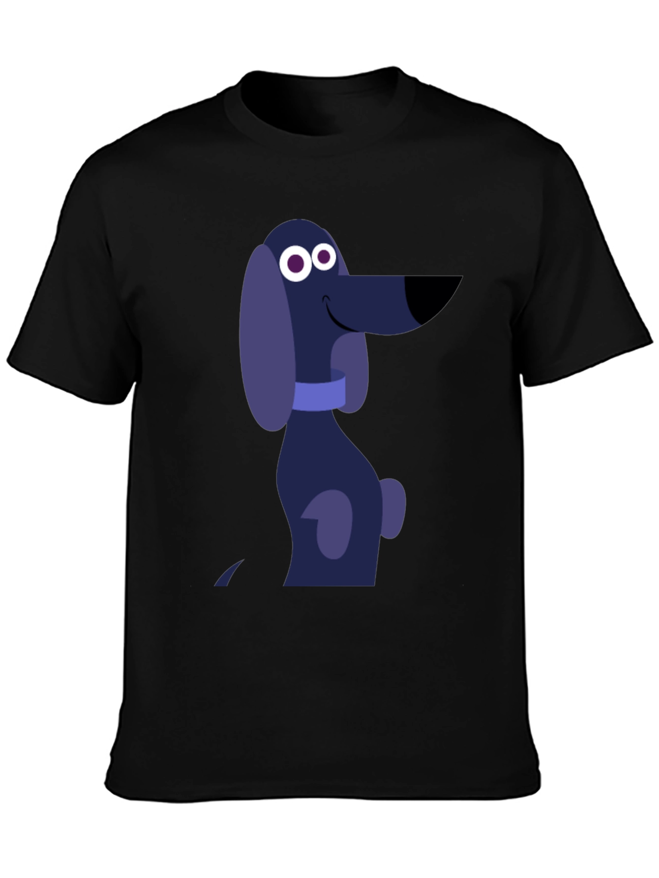 Black Cartoon Dog Graphic T-Shirt - Black Cotton Tee view 3