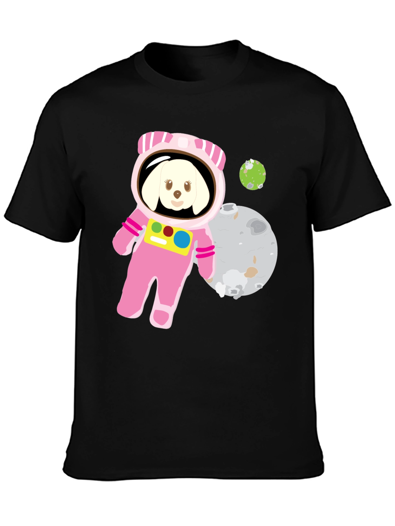 Black Dog Astronaut Graphic T-Shirt - Space Pup Tee view 3