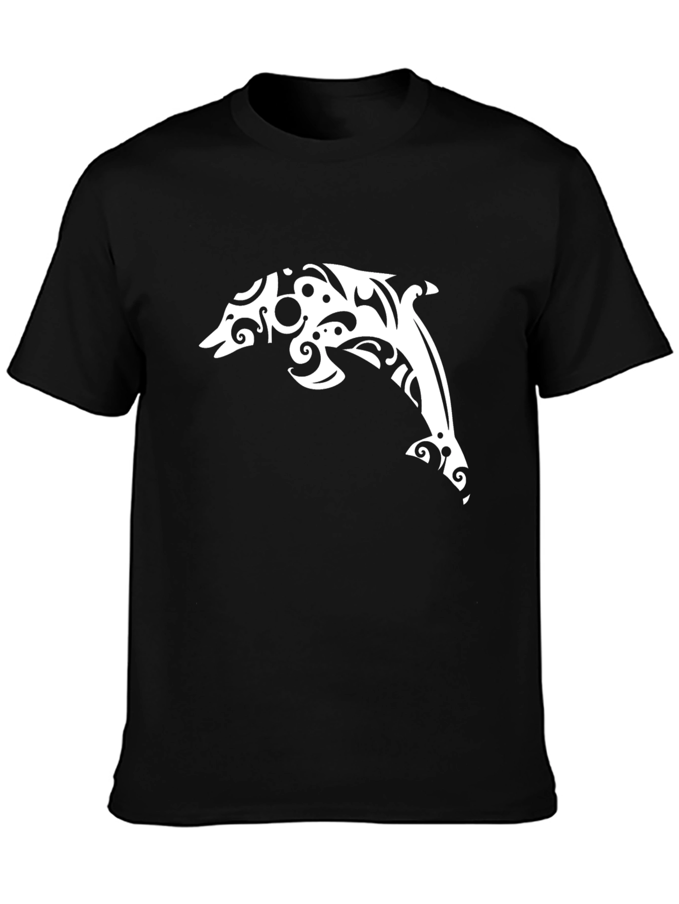 Black Tribal Dolphin Black T-Shirt view 3