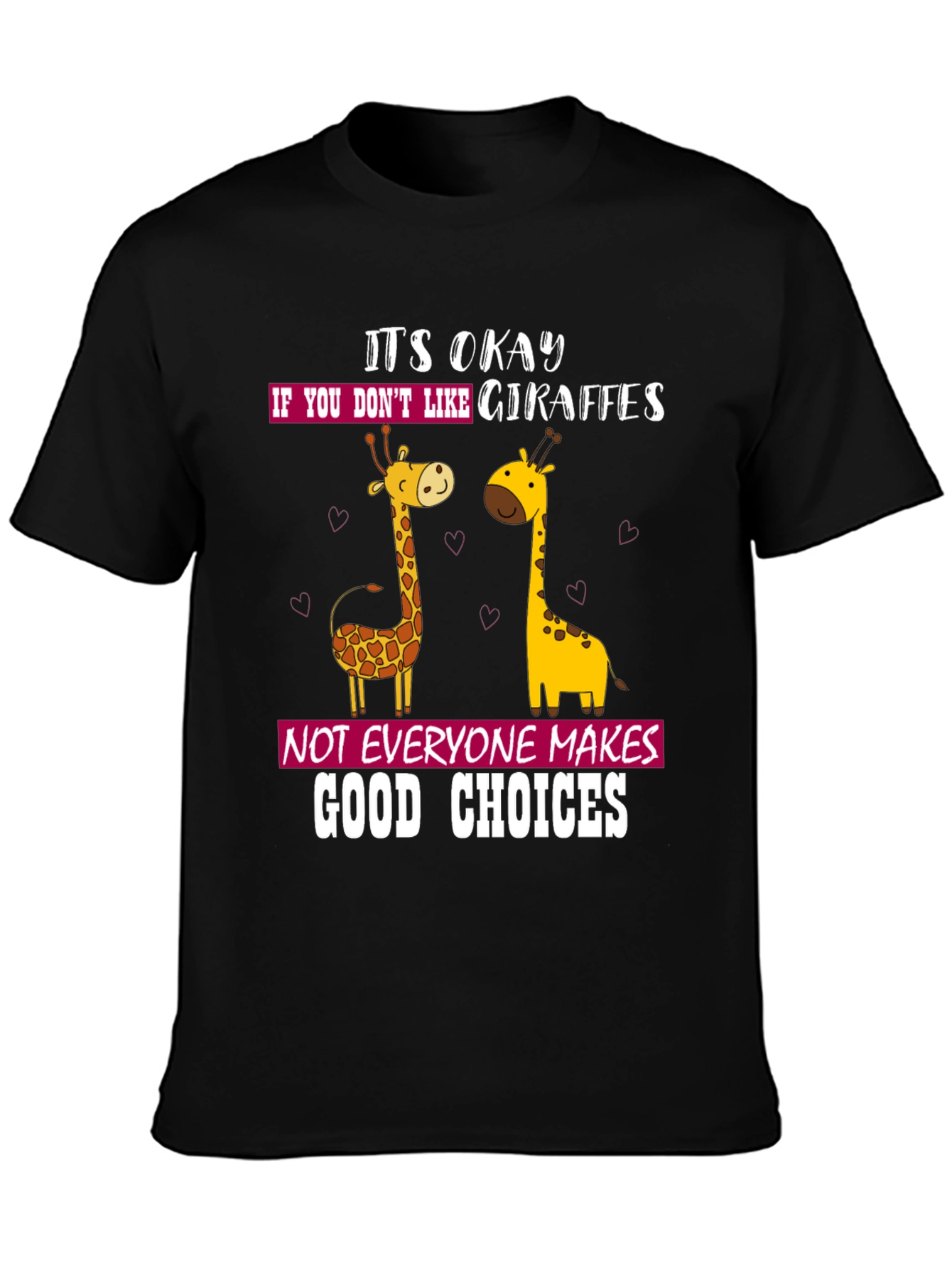 Black Giraffe Lover Humor Tee - Funny Animal T-Shirt view 3