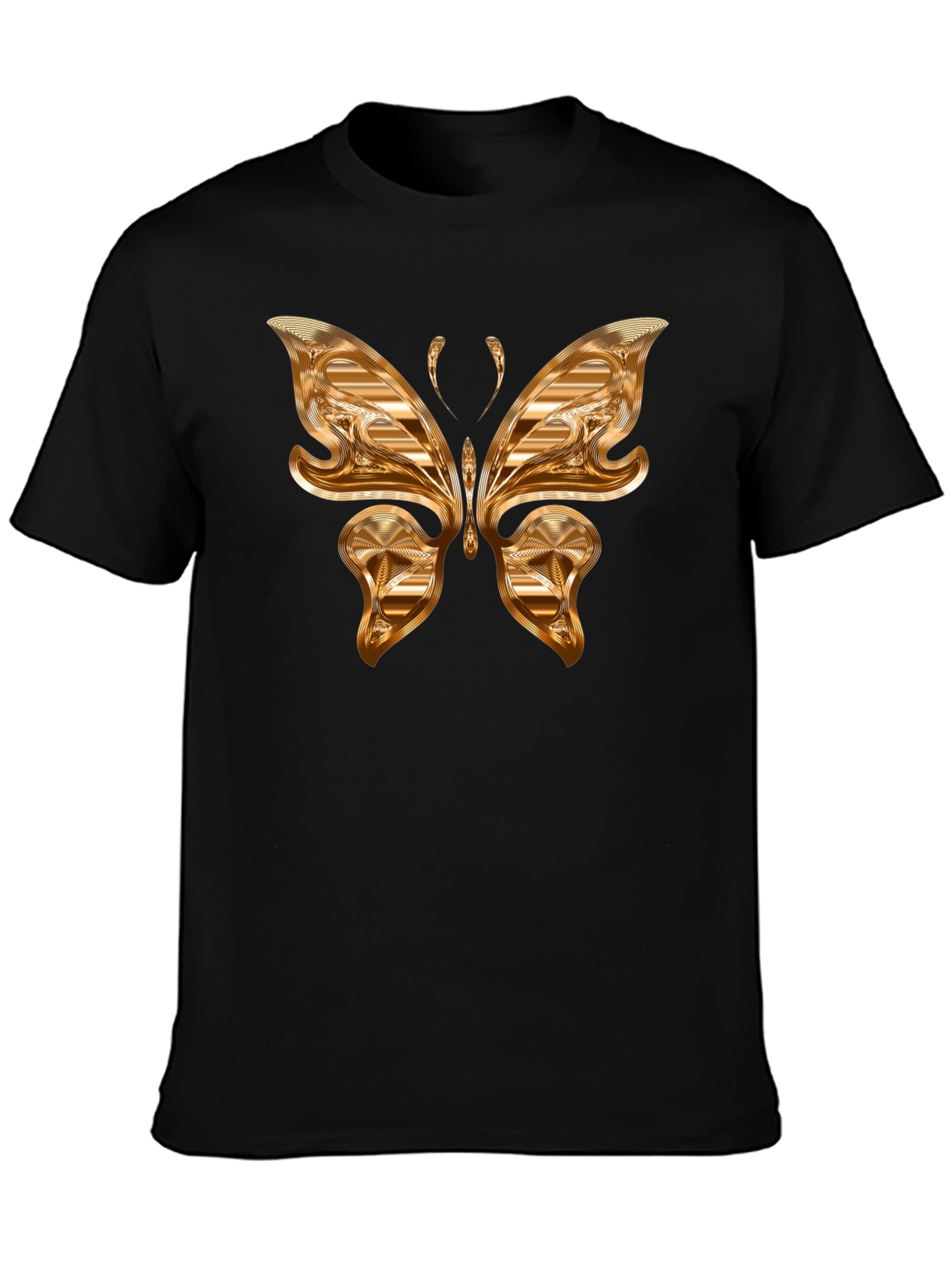 Black Golden Butterfly Graphic T-Shirt view 3