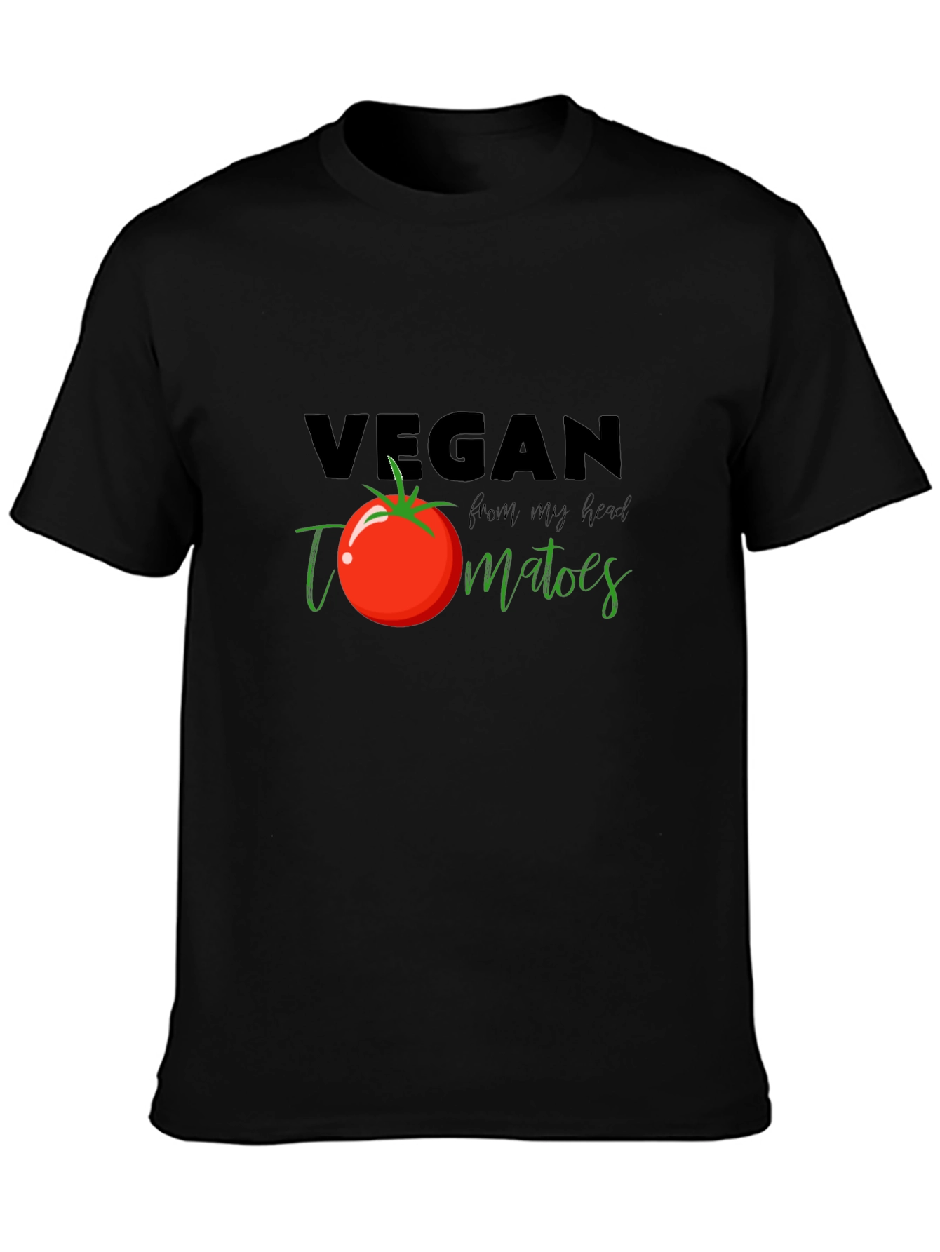 Black Vegan Tomato T-Shirt - Fresh From My Head Tee view 3