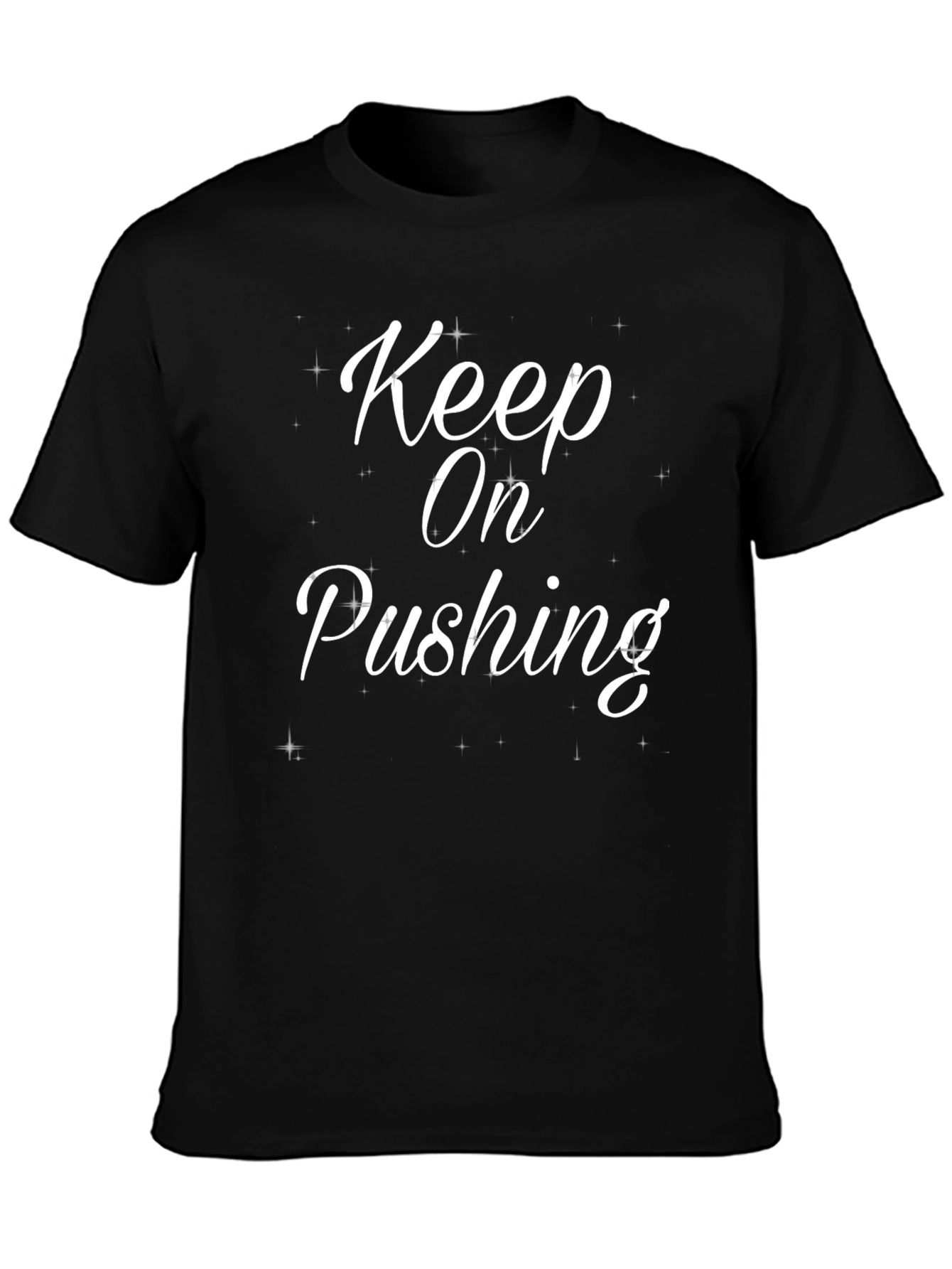 Black Keep On Pushing Graphic Tee - Motivational Shirt view 3