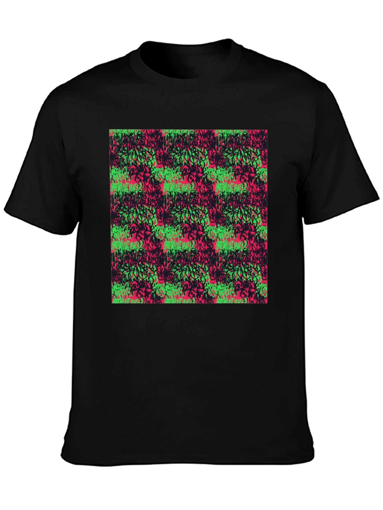Black Graffiti Style Graphic Print T-Shirt view 3