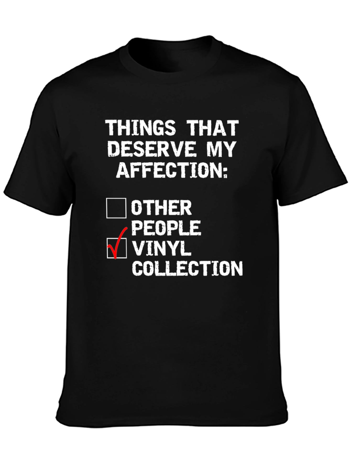 Black Vinyl Collection T-Shirt: Things That Deserve My Affection Tee view 3