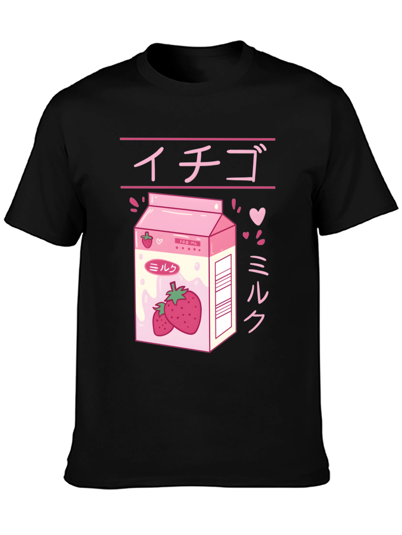 Black Strawberry Milk Anime Graphic Tee view 3