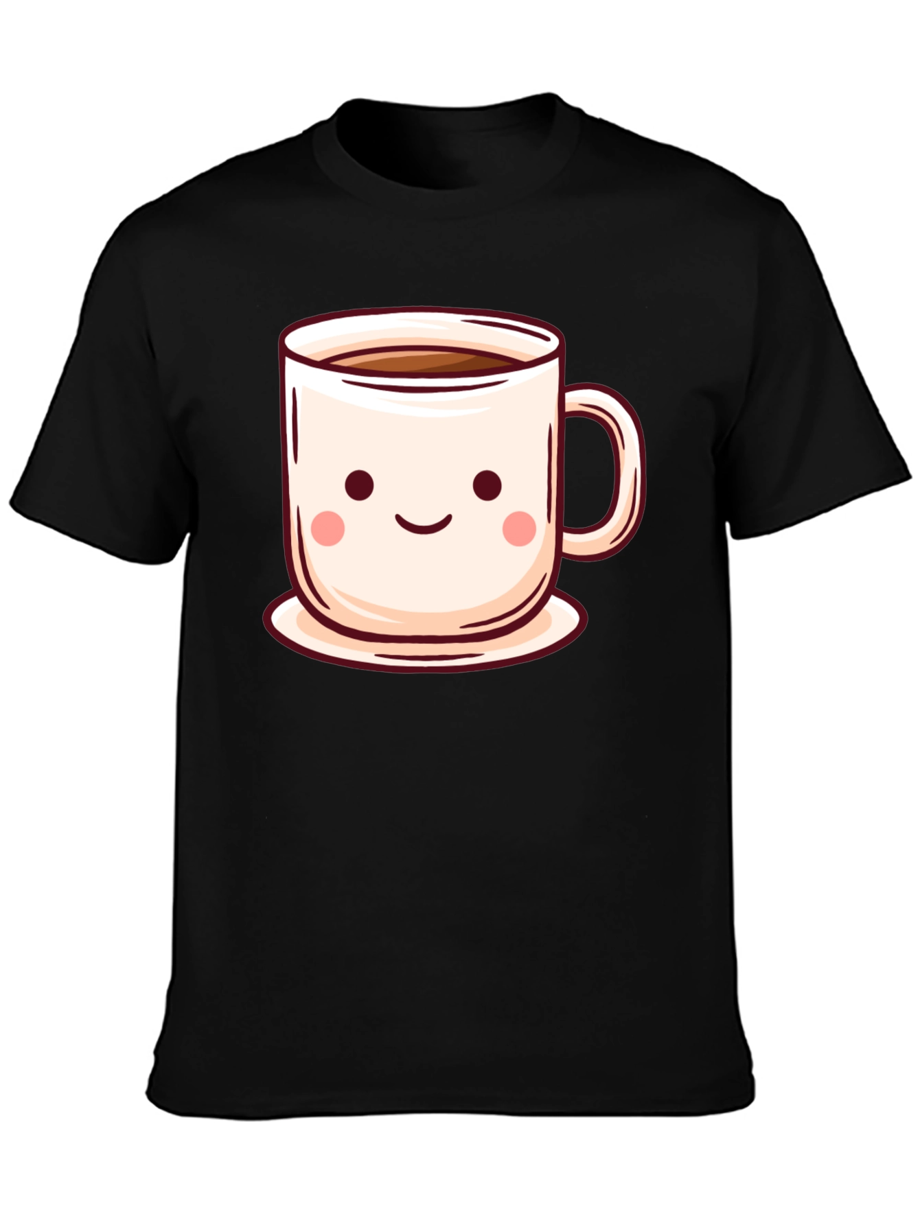 Black Cute Coffee Cup T-Shirt - Kawaii Style view 3