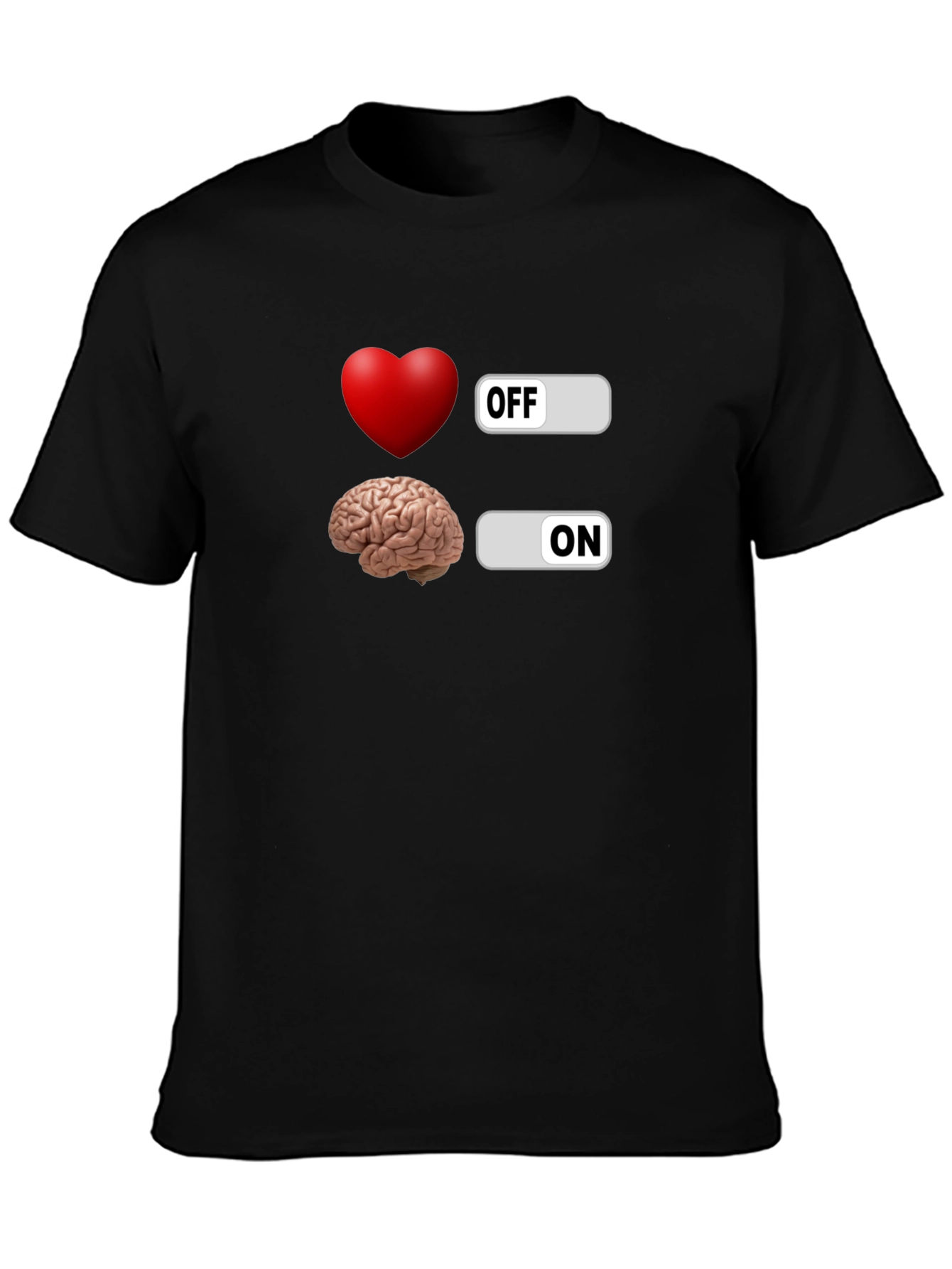 Black Heart Off Brain On Graphic T-Shirt view 3