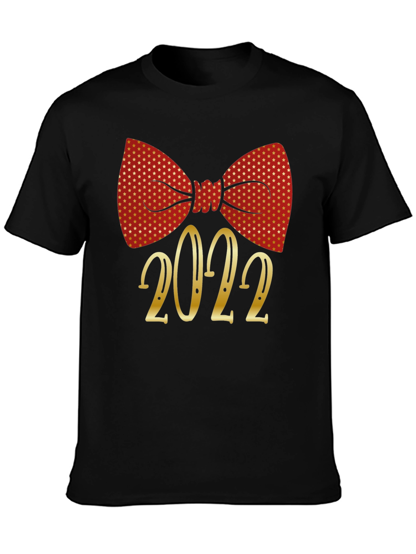 Black Festive 2022 Bow Tie Graphic T-Shirt view 3