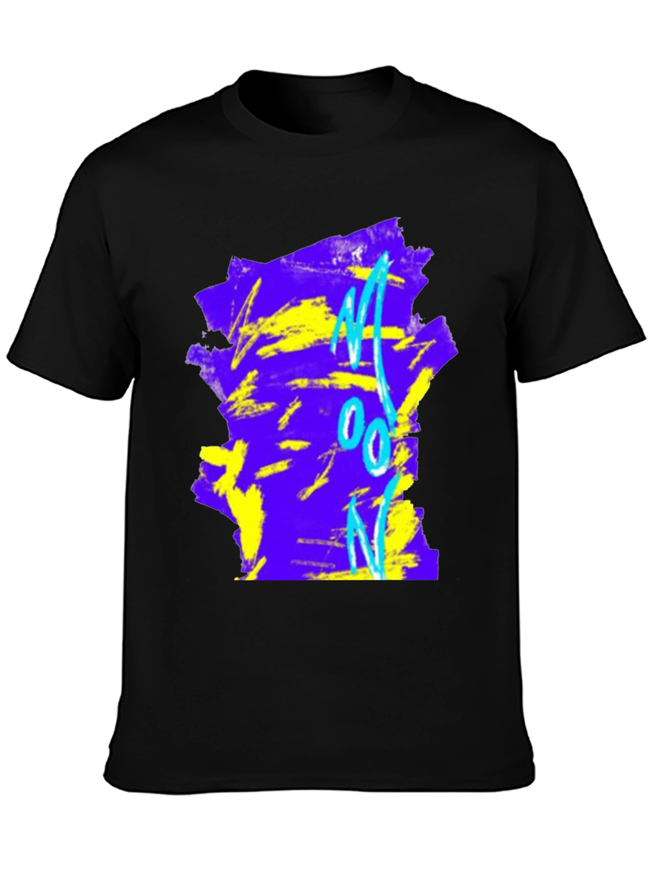 Black Abstract 'Moon' Graphic Tee - Black Cotton Blend view 3