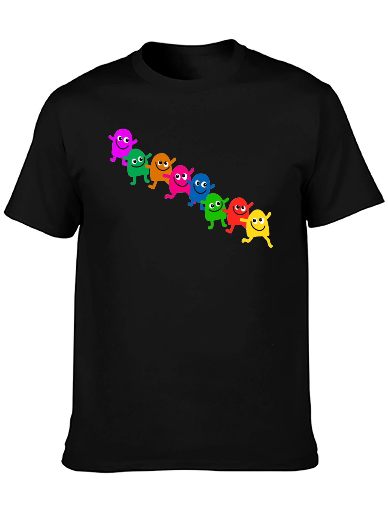 Black Fun & Colorful Cartoon Character Graphic Tee view 3
