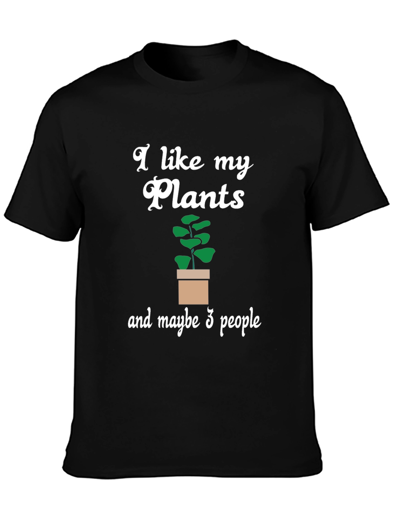 Black Plant Lover Tee: I Like My Plants & Maybe 3 People! view 3