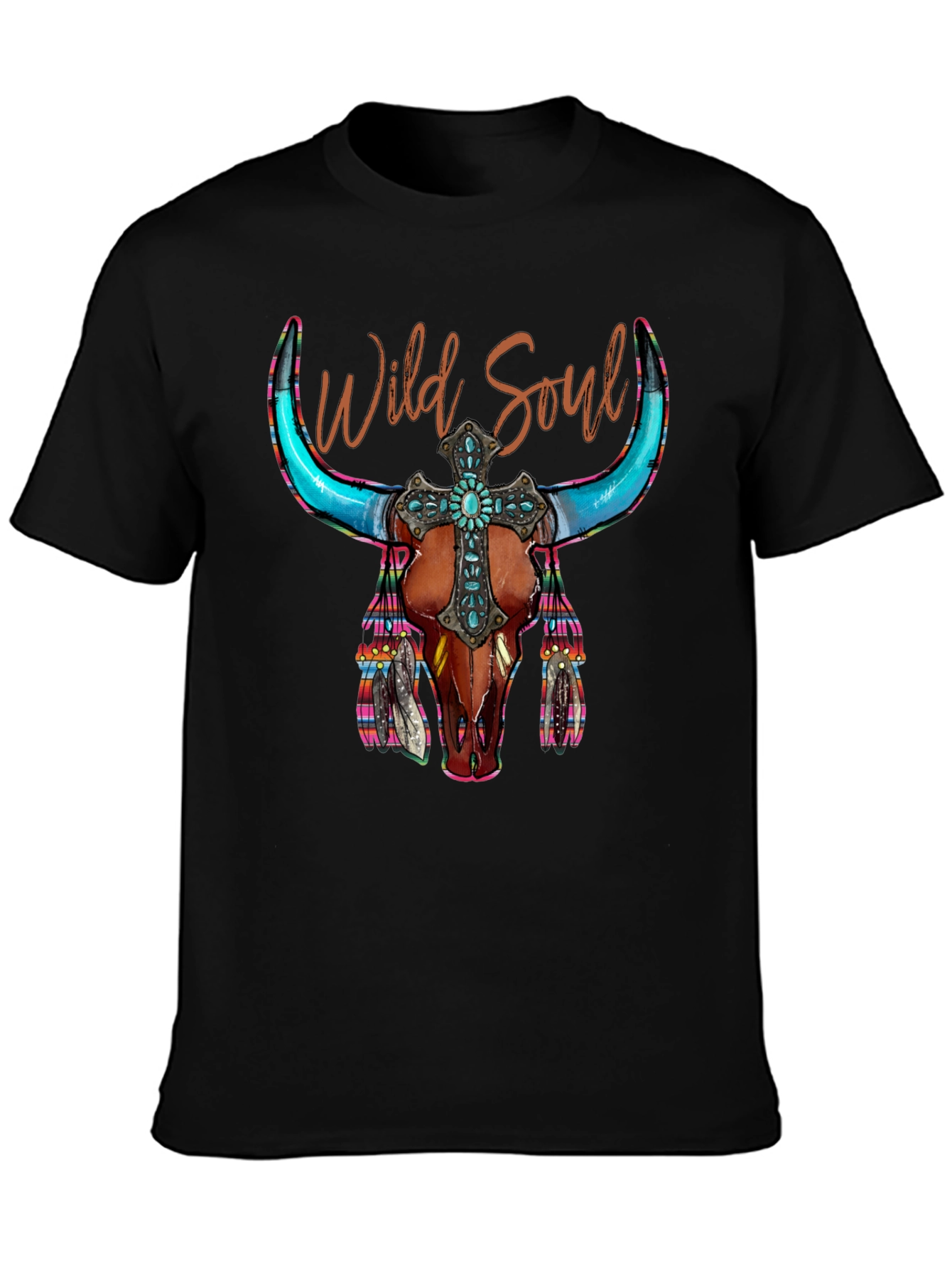 Wild Soul Bull Skull Graphic Tee - 3