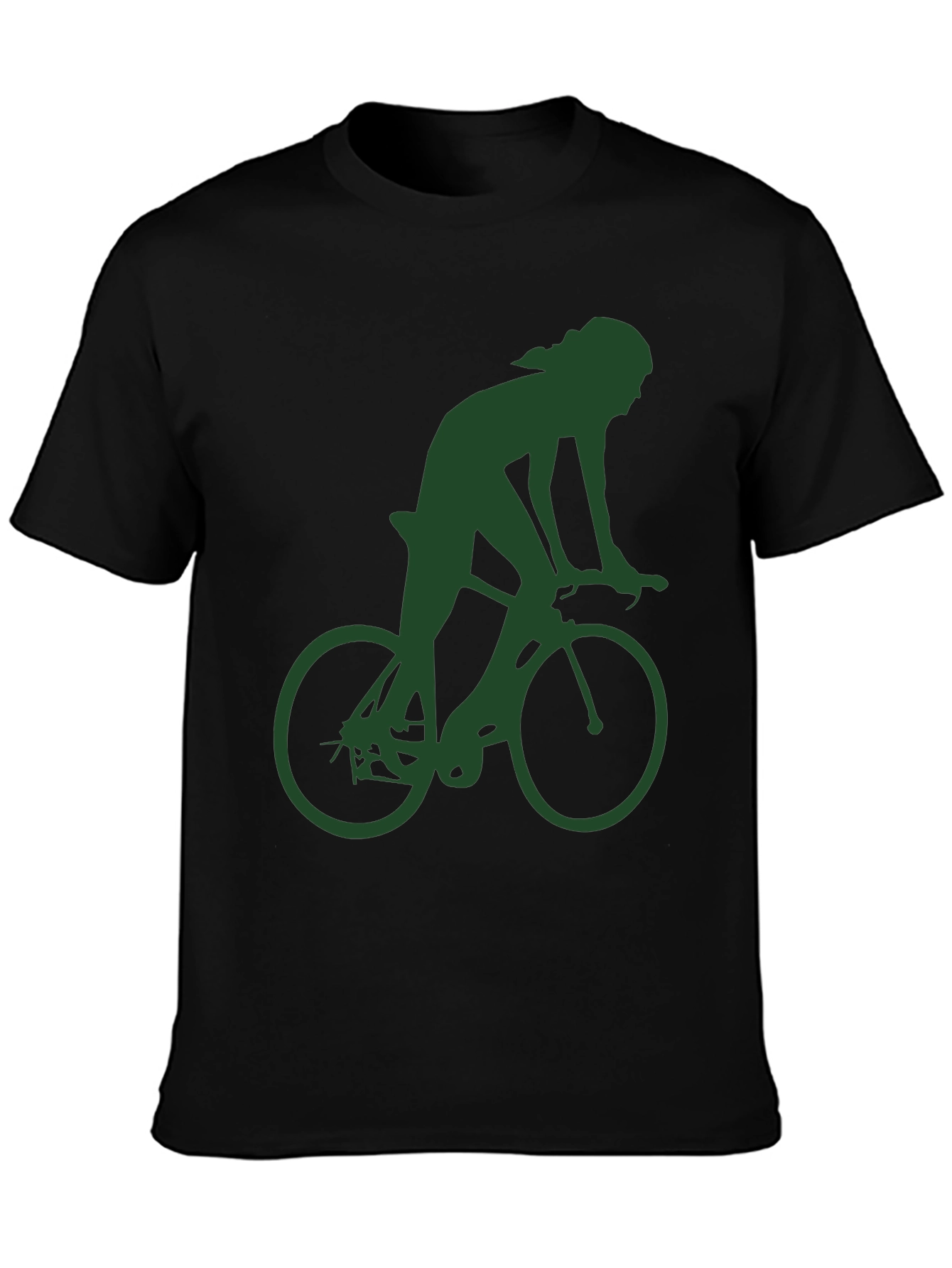 Black Cyclist Graphic Tee - Black Cotton Blend T-Shirt view 3
